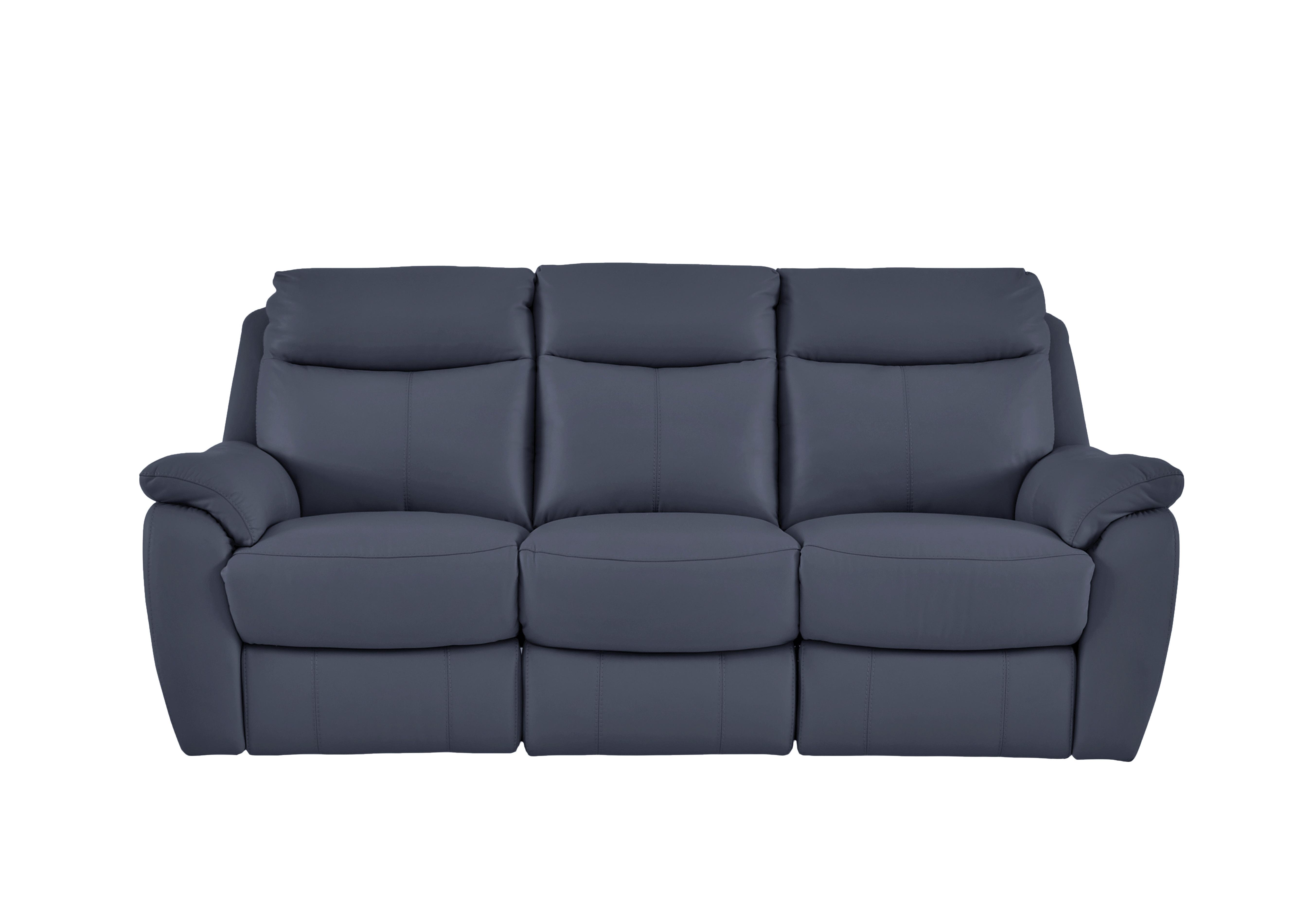 Snug 3 Seater Leather Sofa in Bv-313e Ocean Blue on Furniture Village