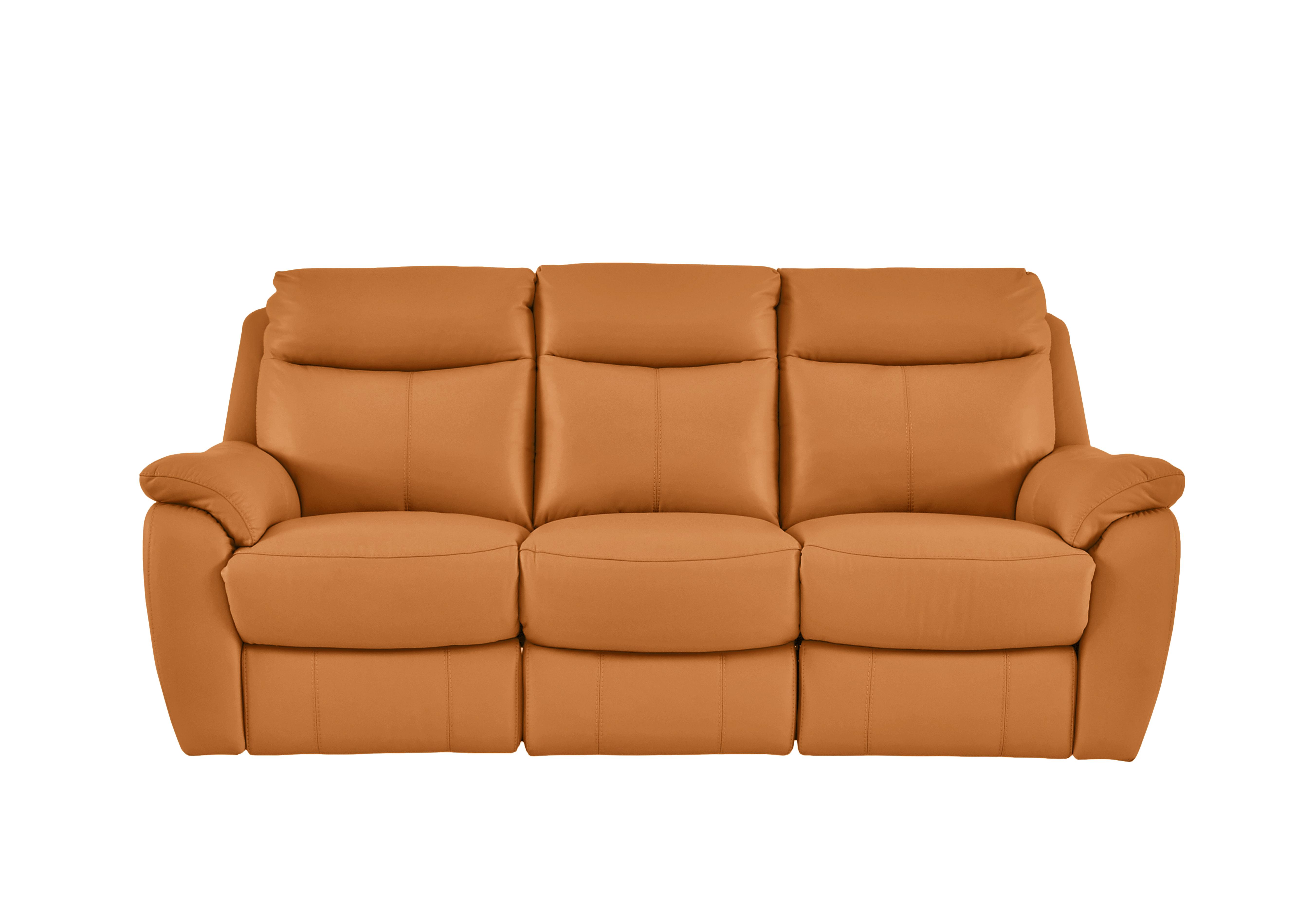 Snug 3 Seater Leather Sofa in Bv-335e Honey Yellow on Furniture Village
