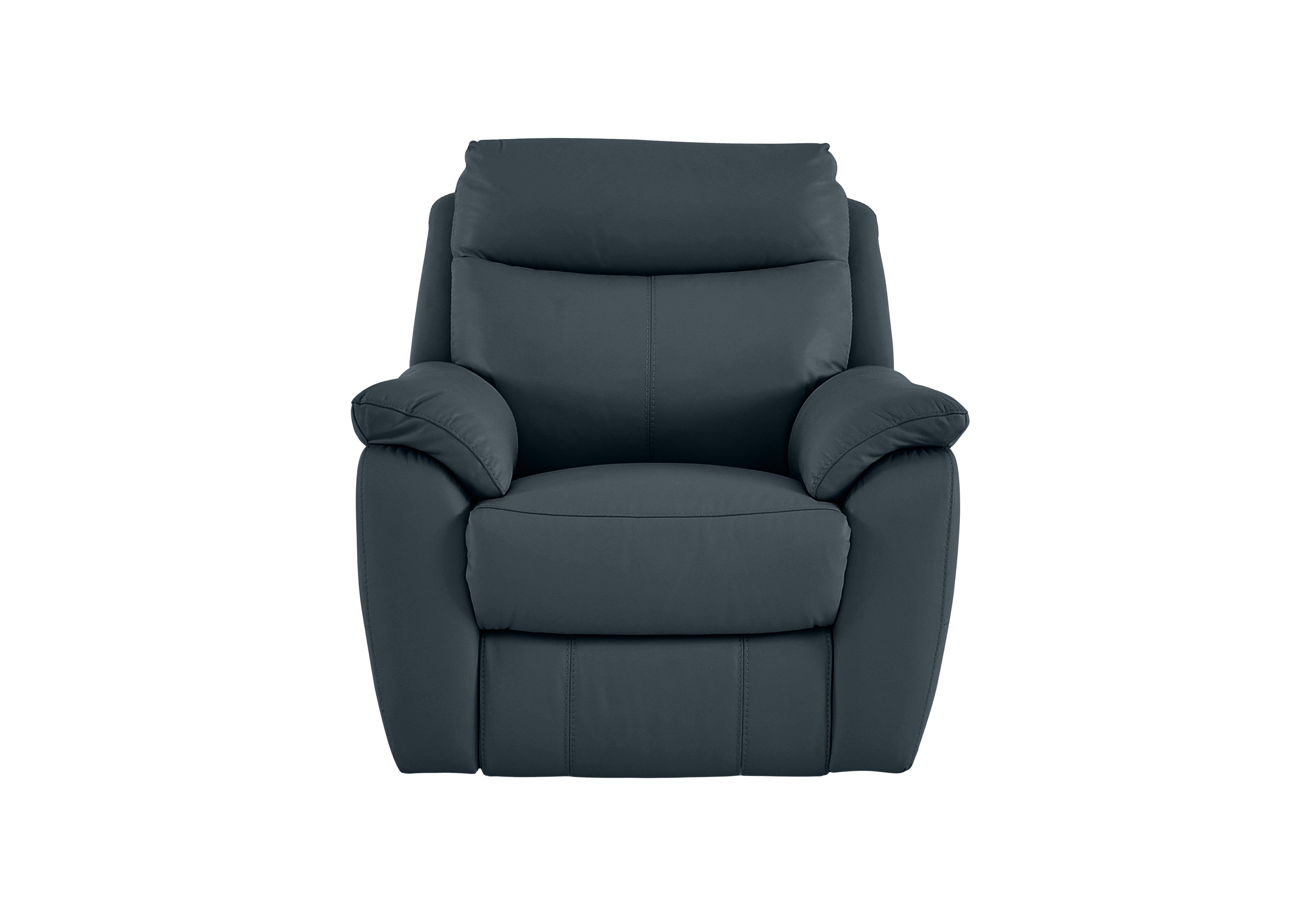 Snug Leather Armchair in Bv-313e Ocean Blue on Furniture Village