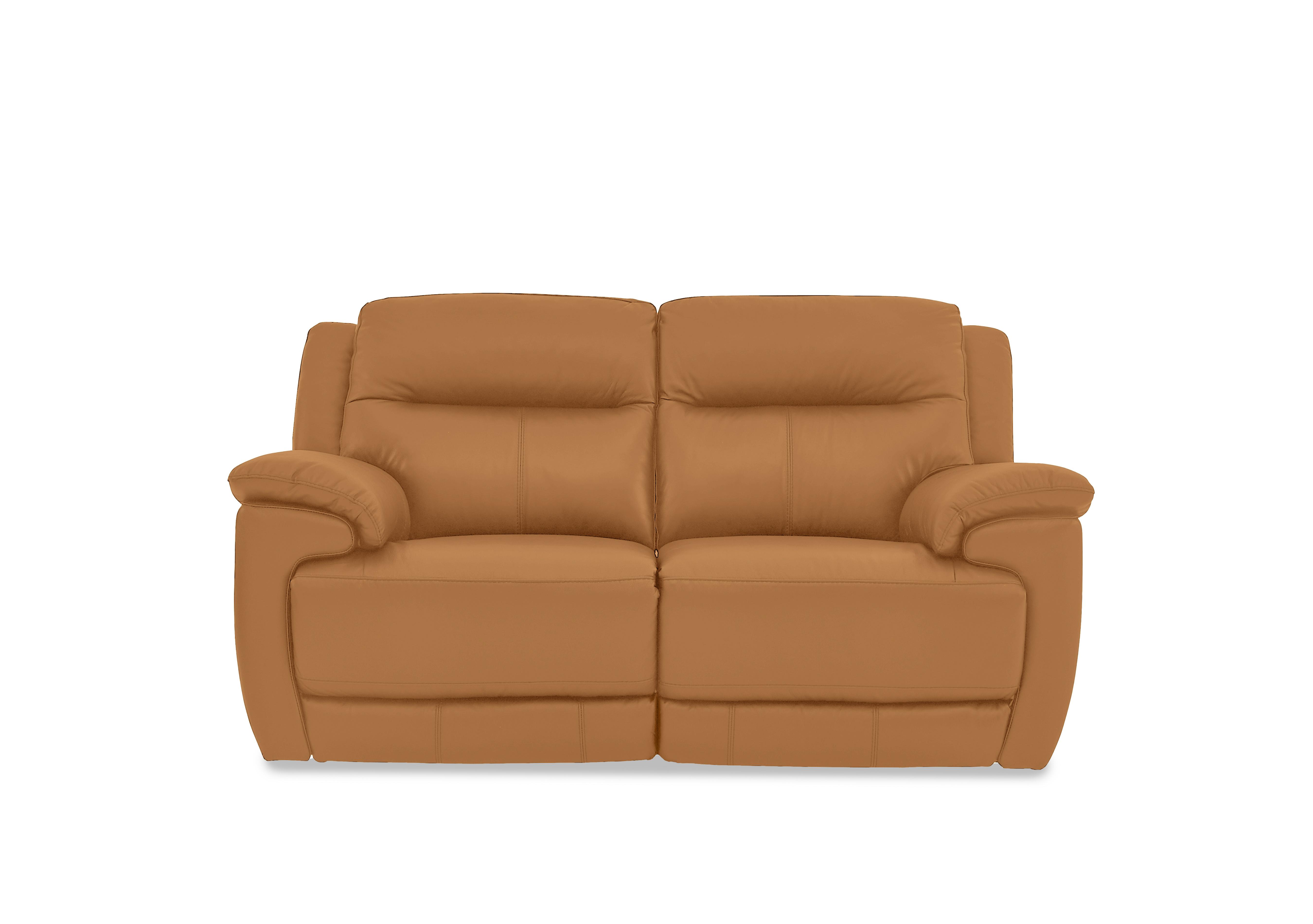 Touch 2 Seater Leather Sofa in Bv-335e Honey Yellow on Furniture Village