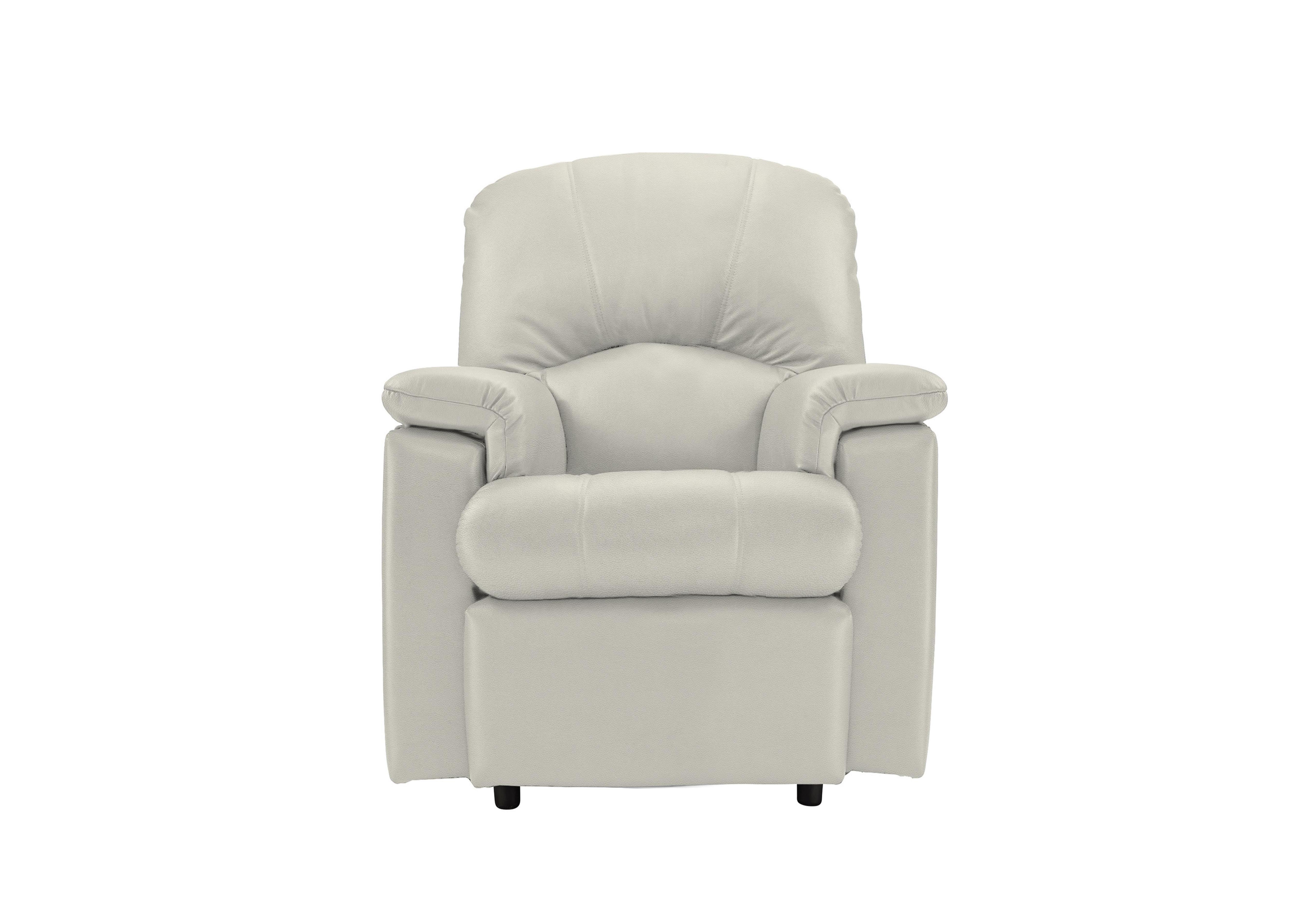 Chloe Small Leather Armchair in H006 Oxford Light Grey on Furniture Village