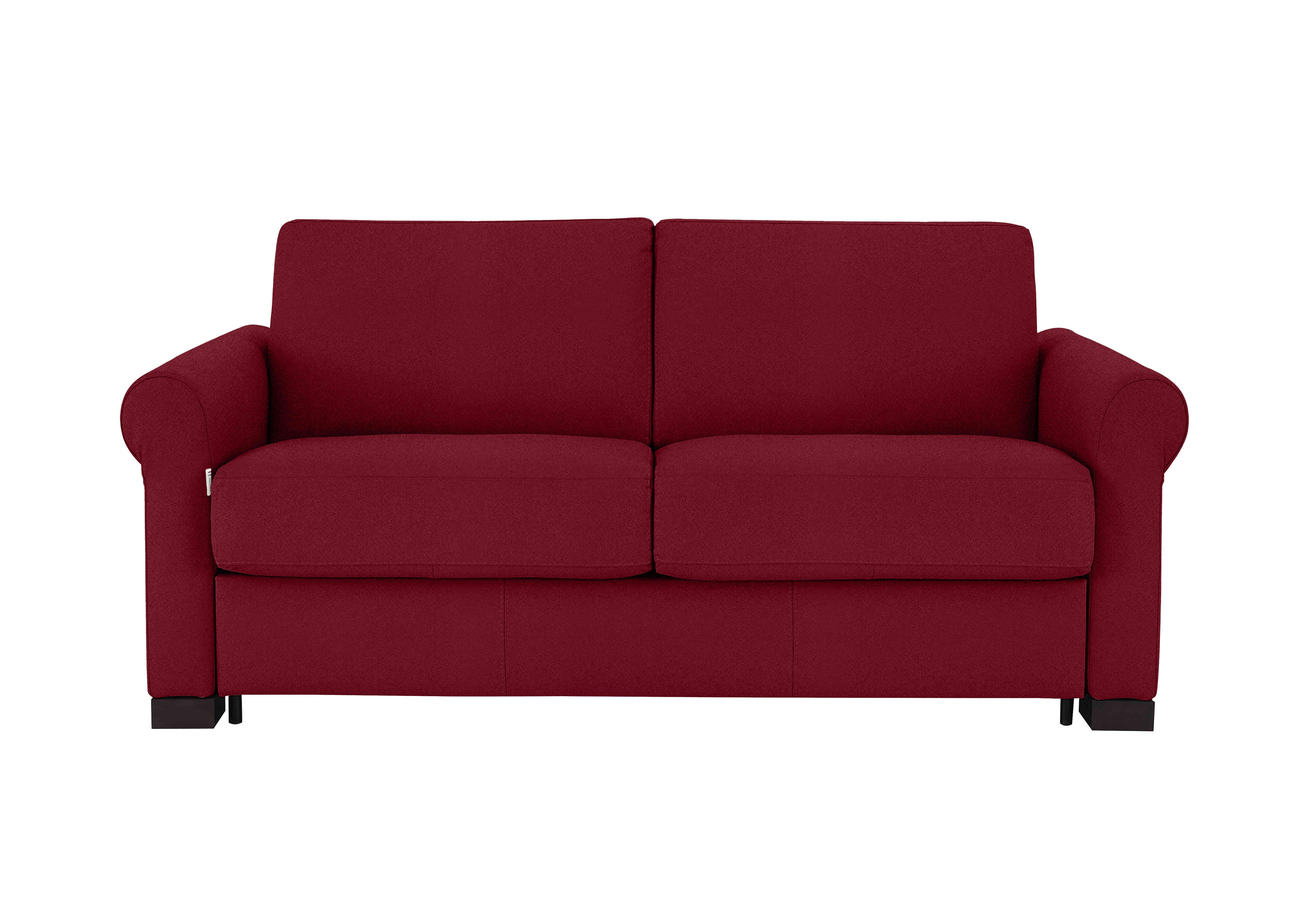 Alcova 2 Seater Fabric Sofa Bed with Scroll Arms in Coupe Rosso 305 on Furniture Village