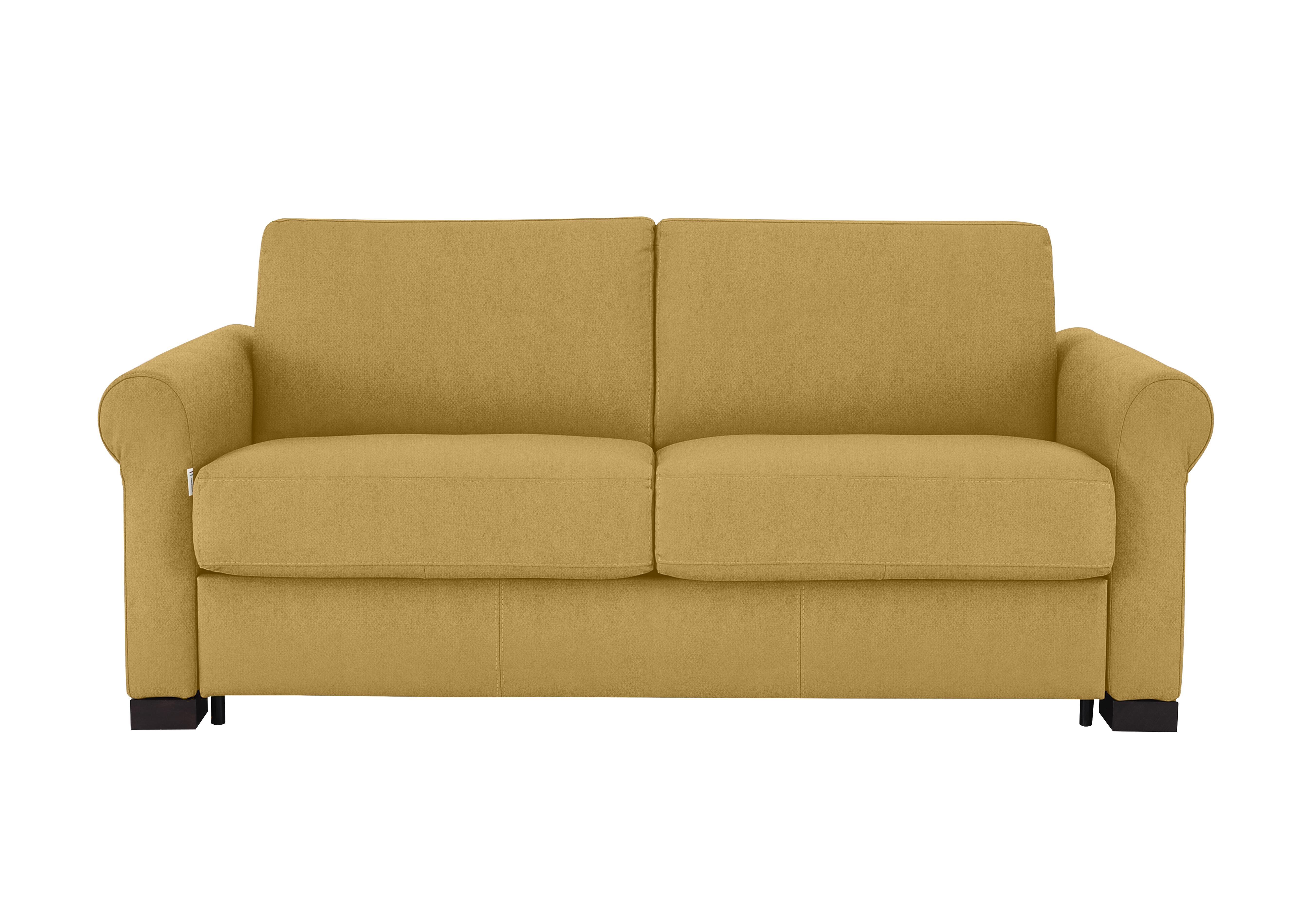 Alcova 2.5 Seater Fabric Sofa Bed with Scroll Arms in Fuente Mostaza on Furniture Village