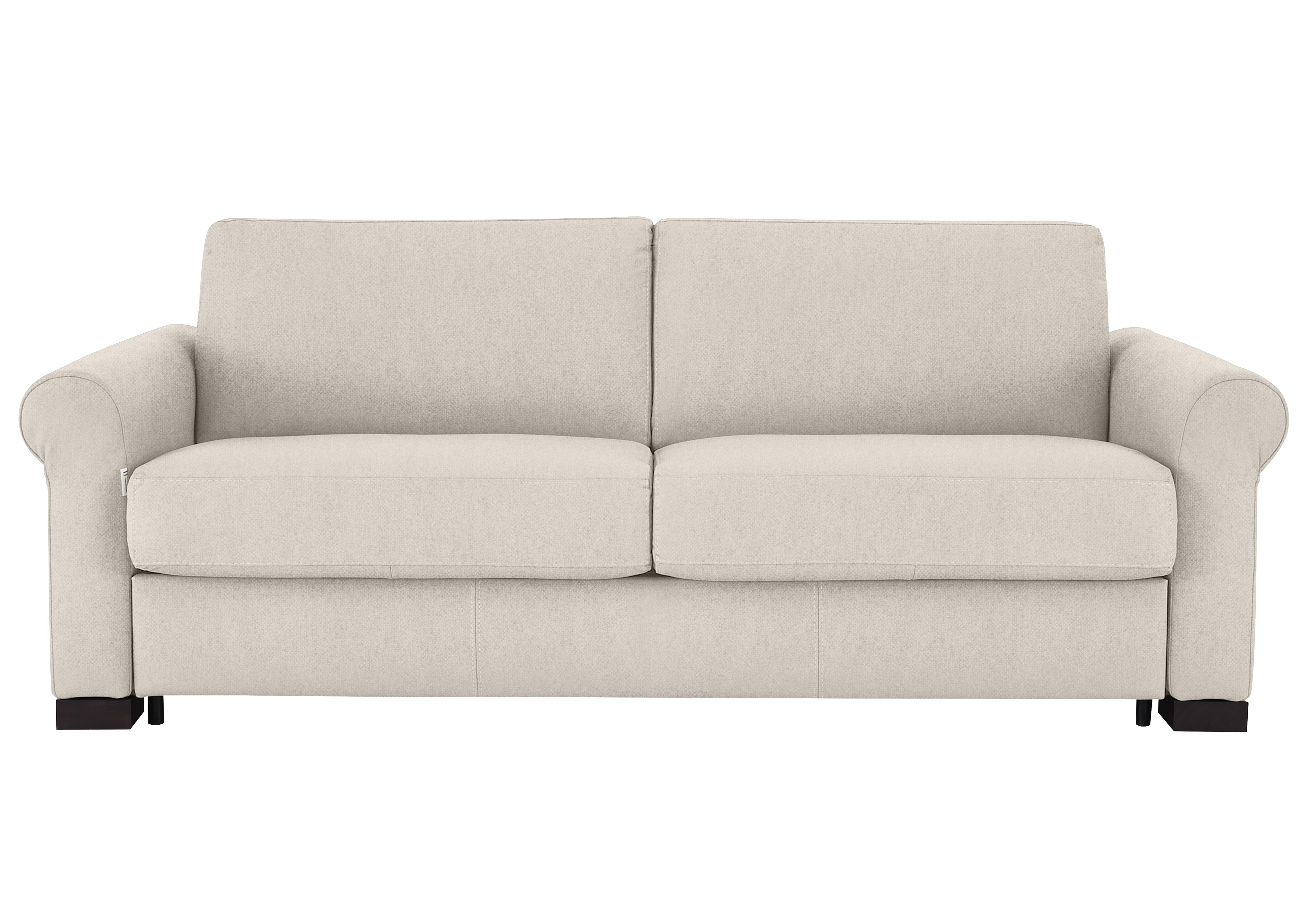 Alcova 3 Seater Fabric Sofa Bed with Scroll Arms in Fuente Beige on Furniture Village