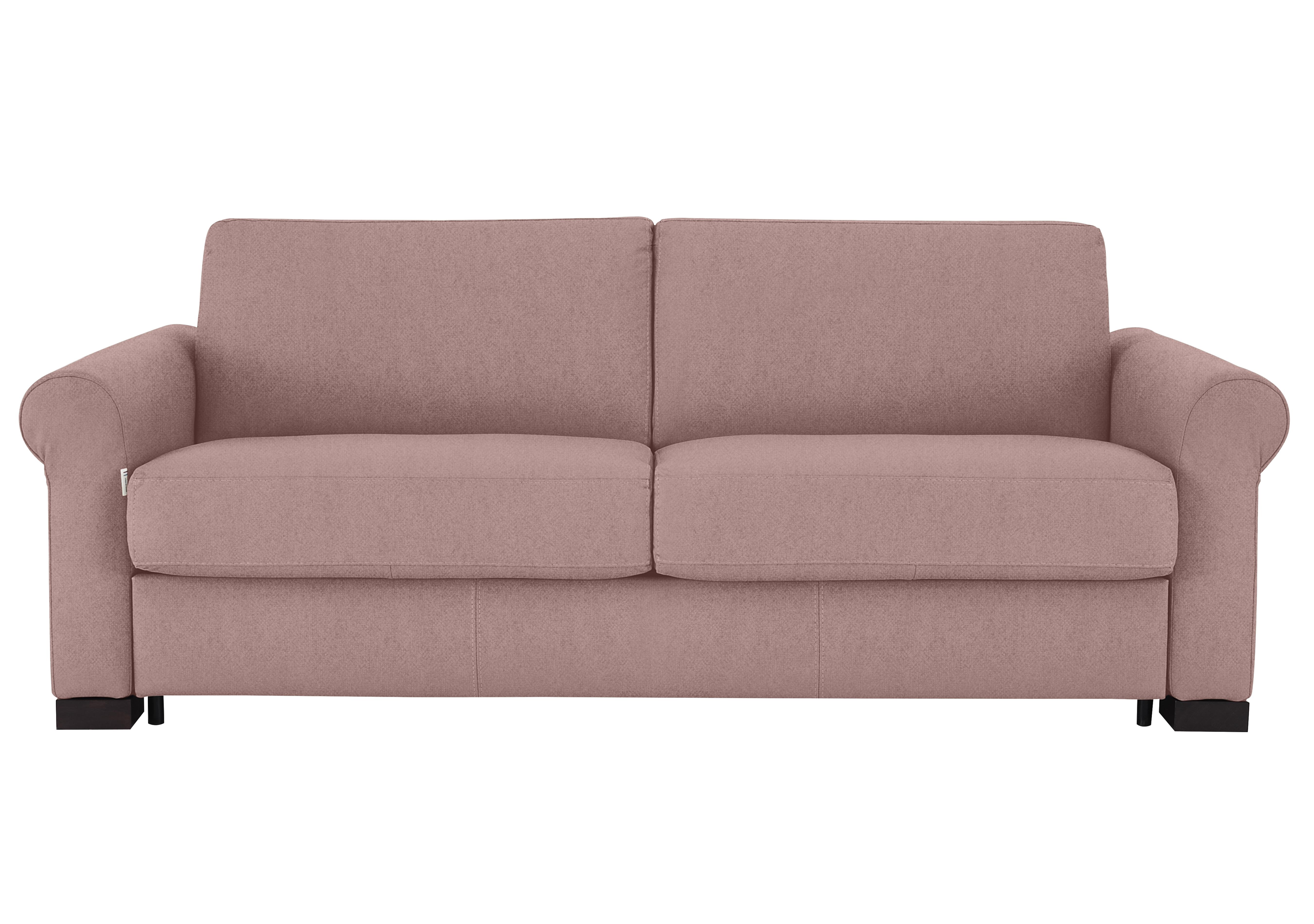 Alcova 3 Seater Fabric Sofa Bed with Scroll Arms in Fuente Coral on Furniture Village