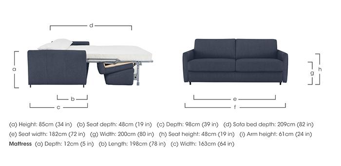 Alcova 3 Seater Fabric Sofa Bed with Slim Arms in  on Furniture Village