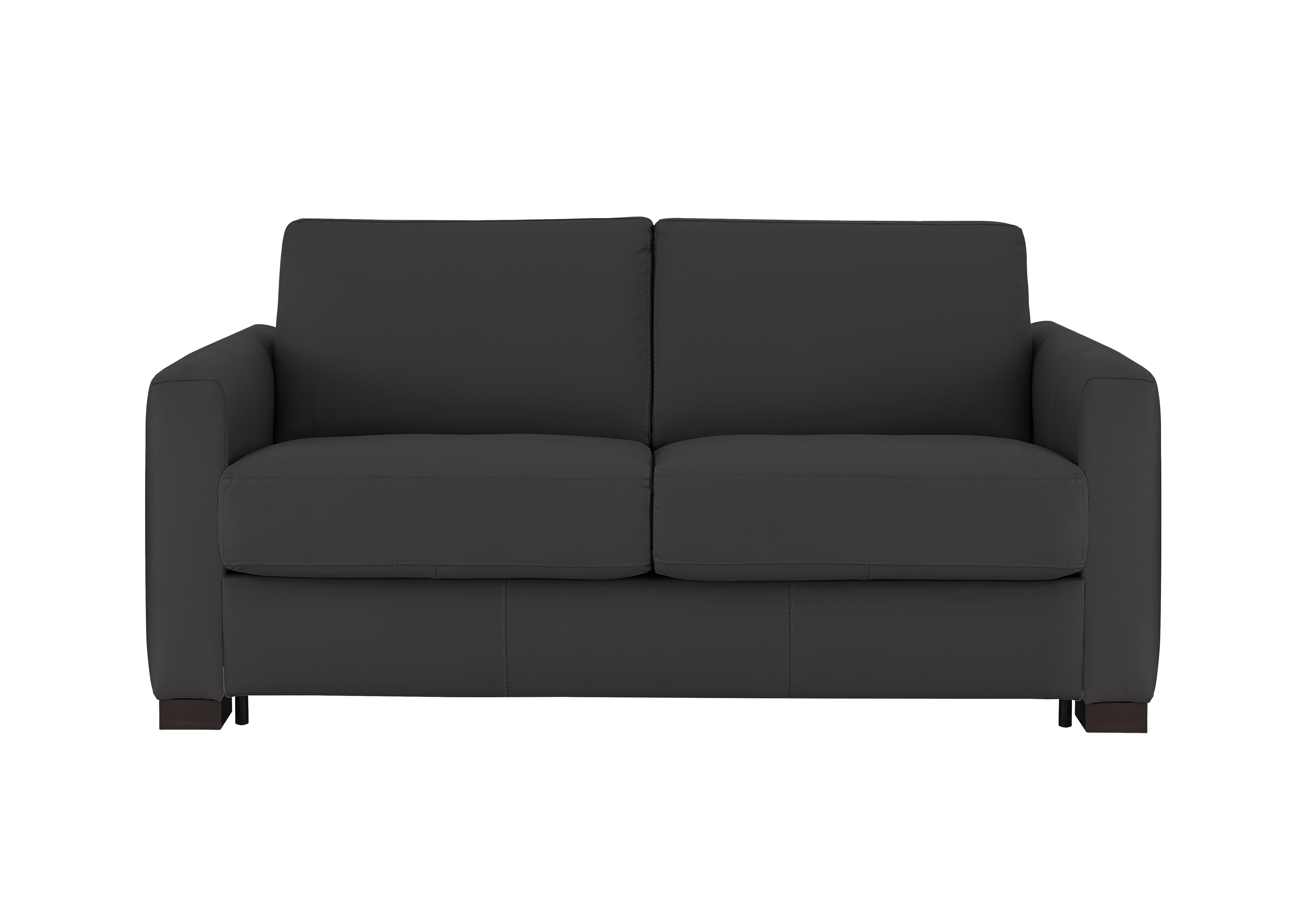 Alcova 2 Seater Leather Sofa Bed with Box Arms in Botero Nero 2154 on Furniture Village