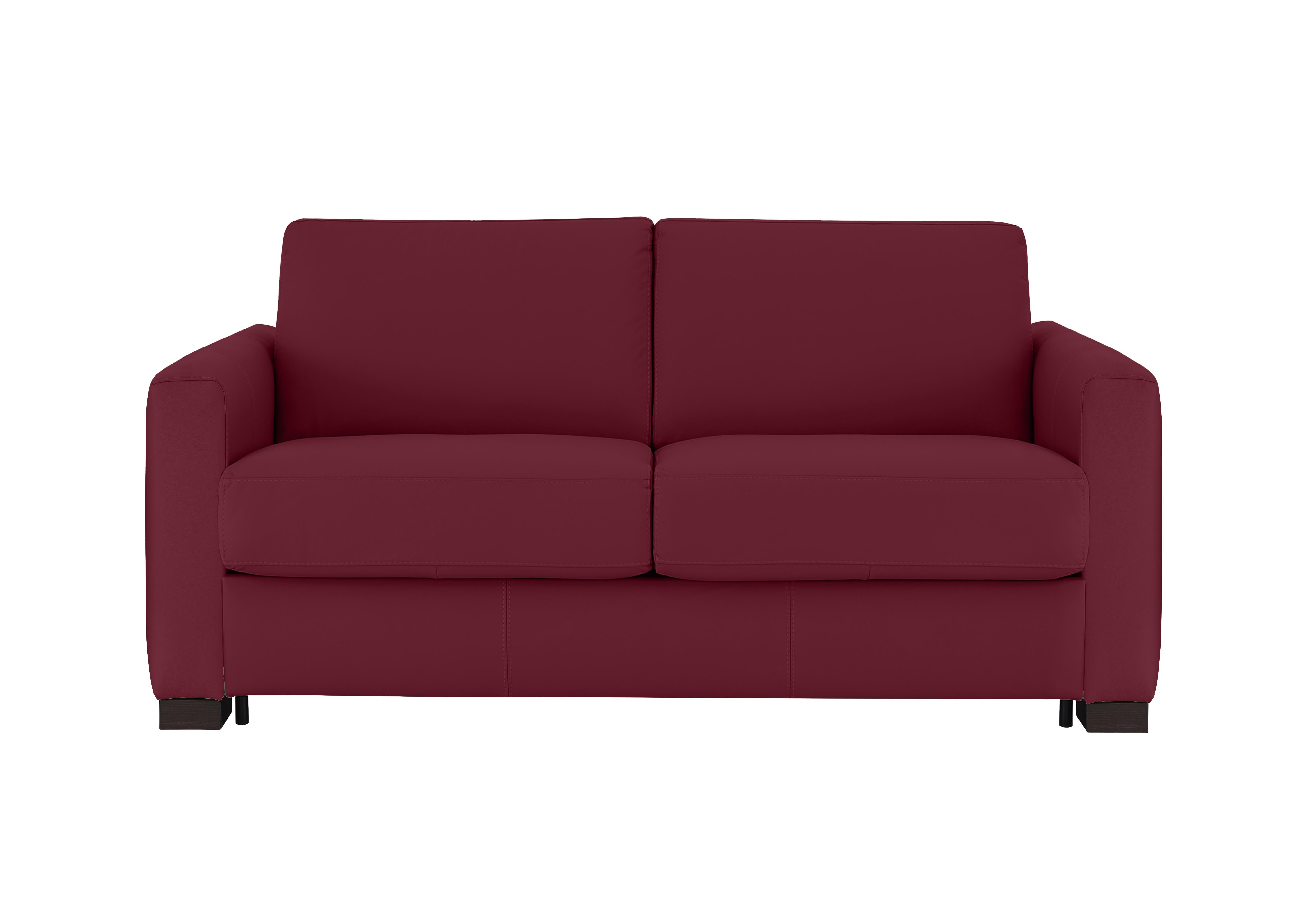 Alcova 2 Seater Leather Sofa Bed with Box Arms in Dali Bordeaux 1521 on Furniture Village