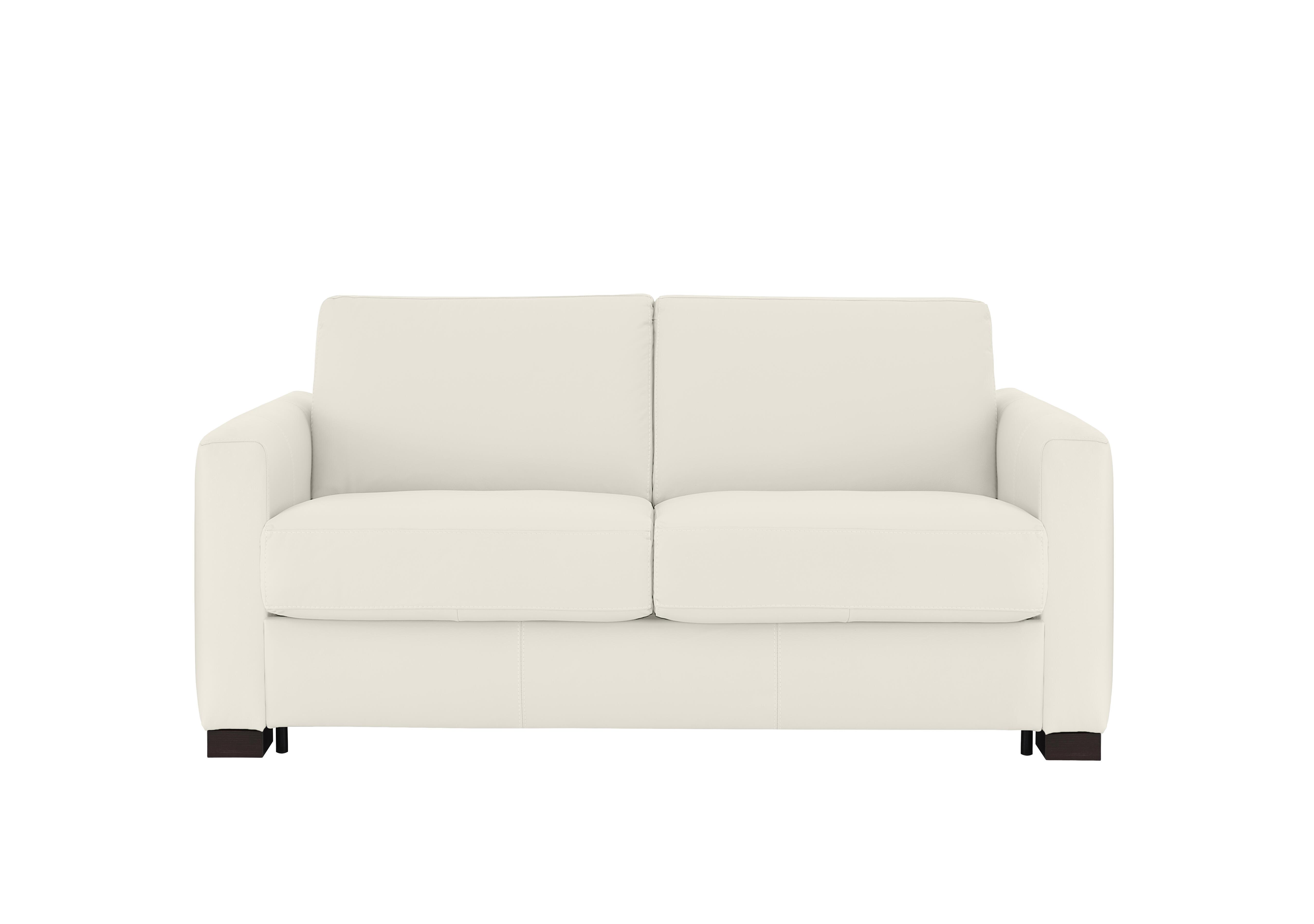 Alcova 2 Seater Leather Sofa Bed with Box Arms in Torello Bianco Puro 370 on Furniture Village