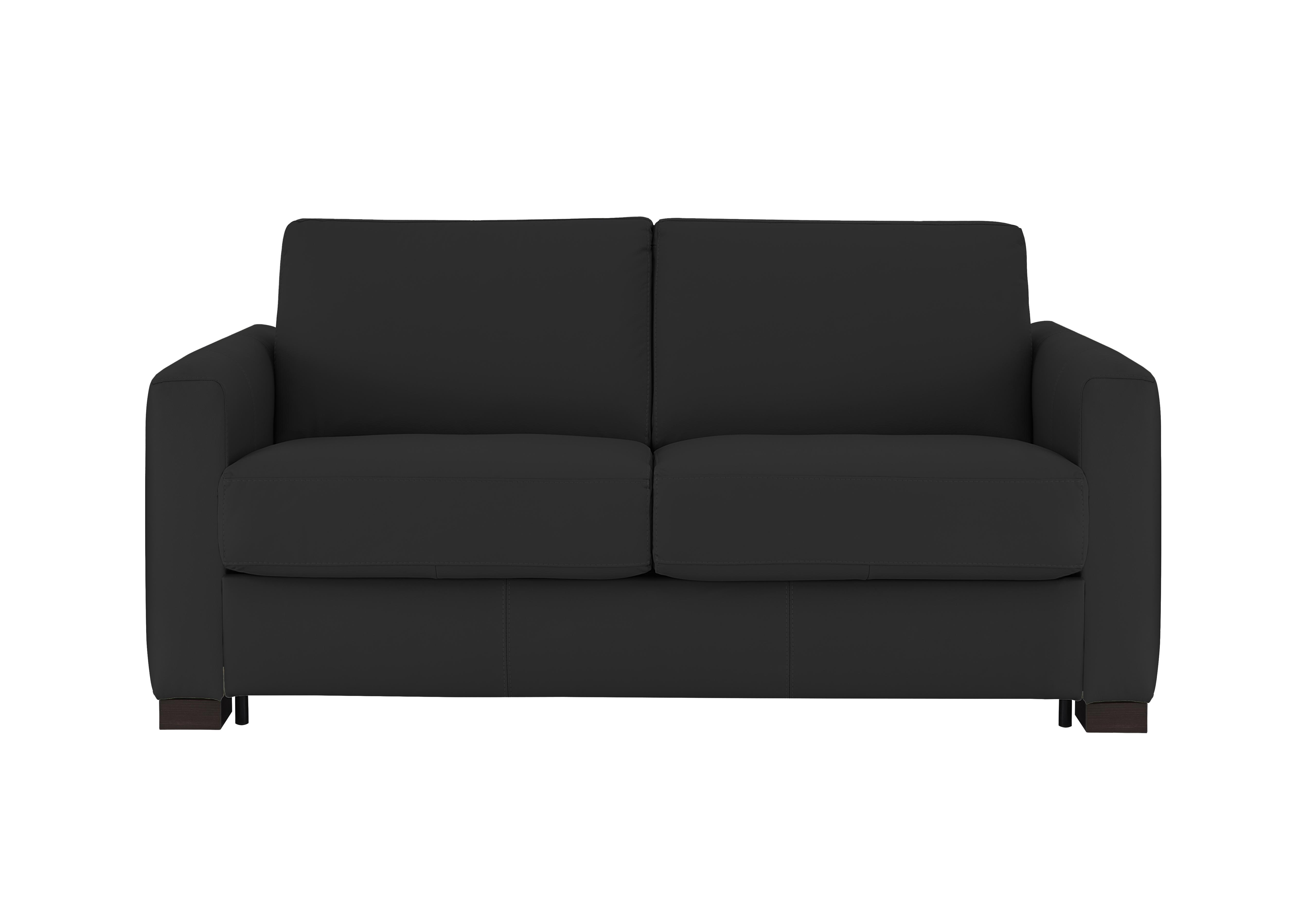 Alcova 2 Seater Leather Sofa Bed with Box Arms in Torello Nero 71 on Furniture Village