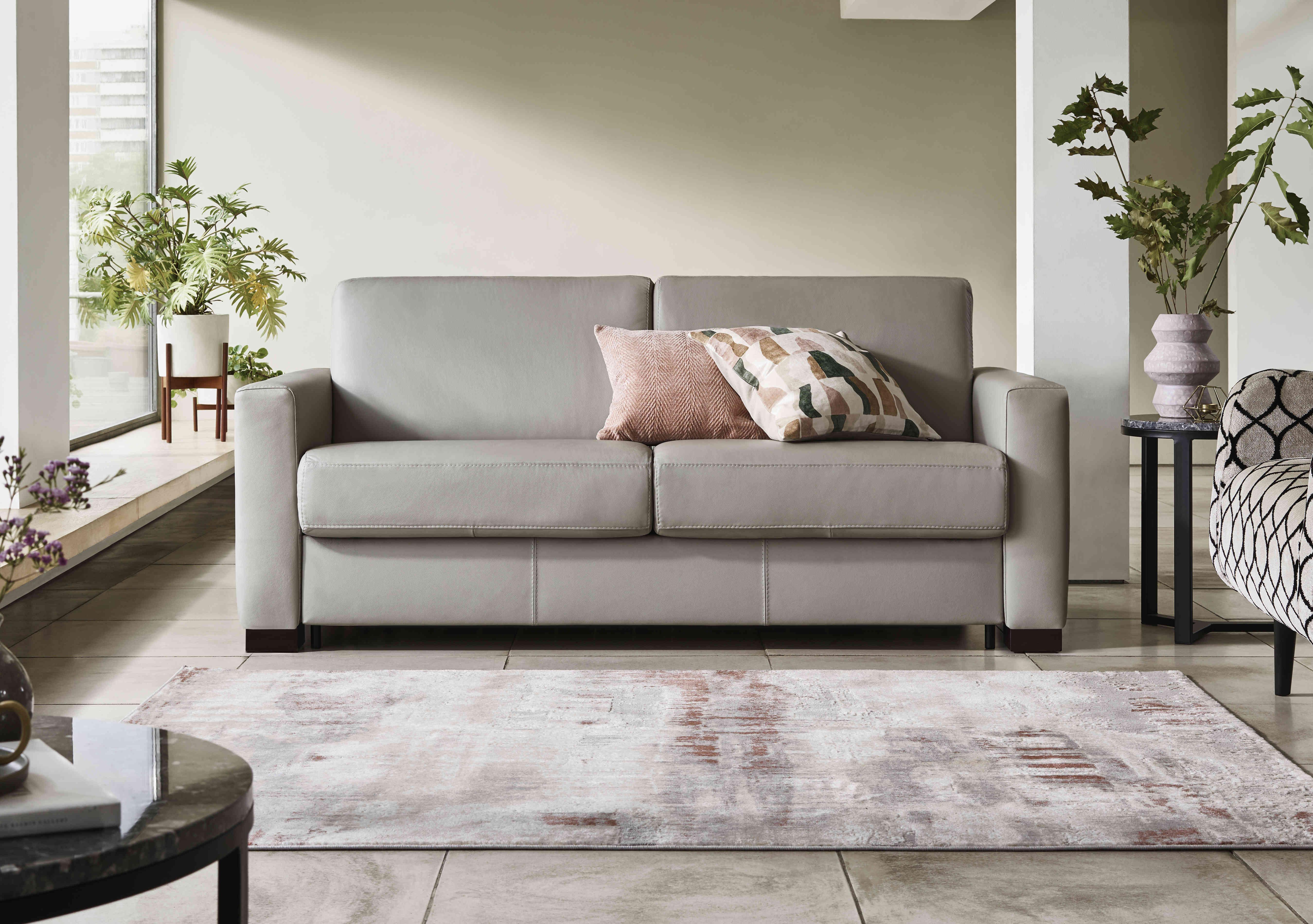 Alcova 2.5 Seater Leather Sofa Bed with Box Arms in  on Furniture Village