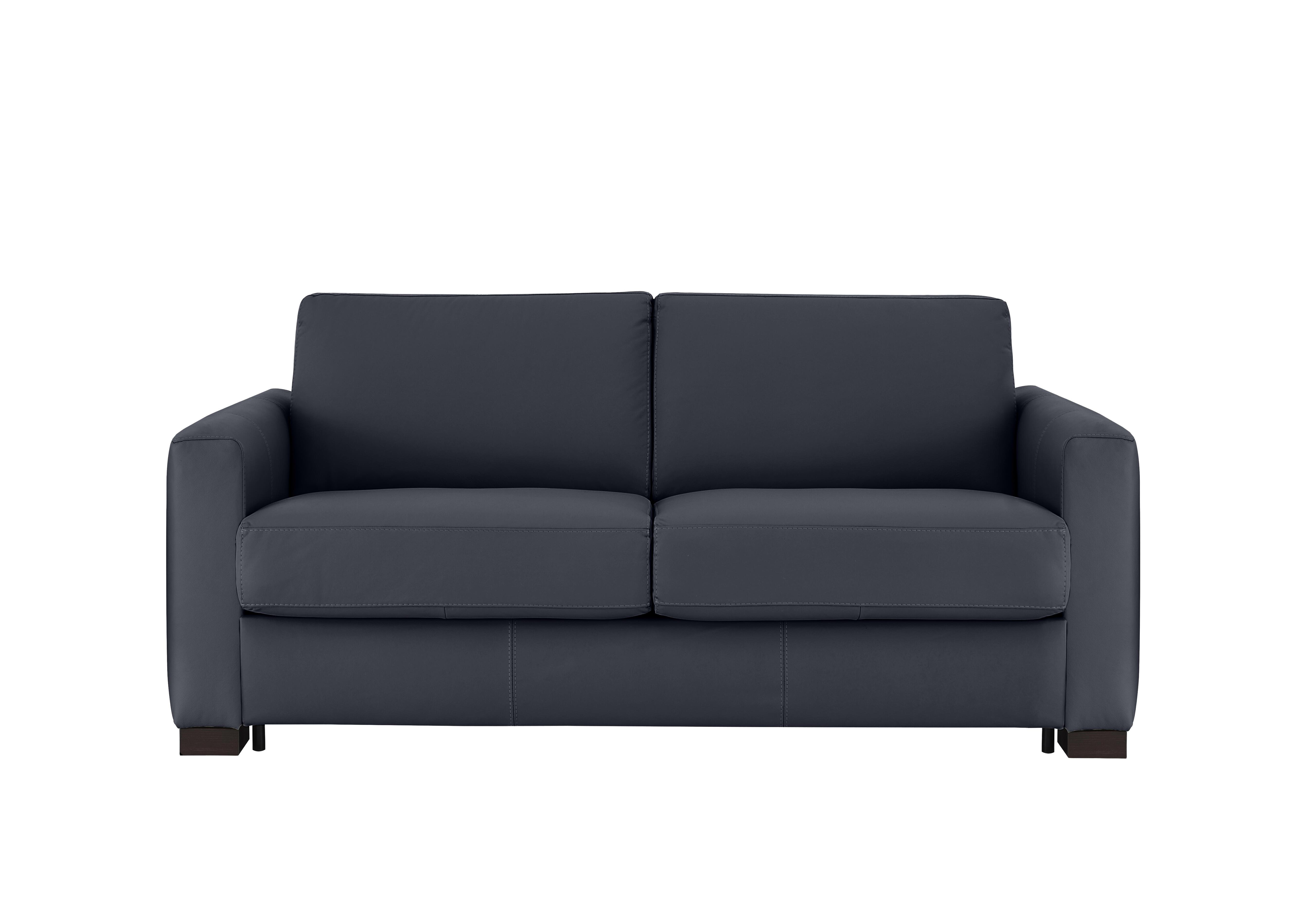 Alcova 2.5 Seater Leather Sofa Bed with Box Arms in Botero Navy 2172 on Furniture Village