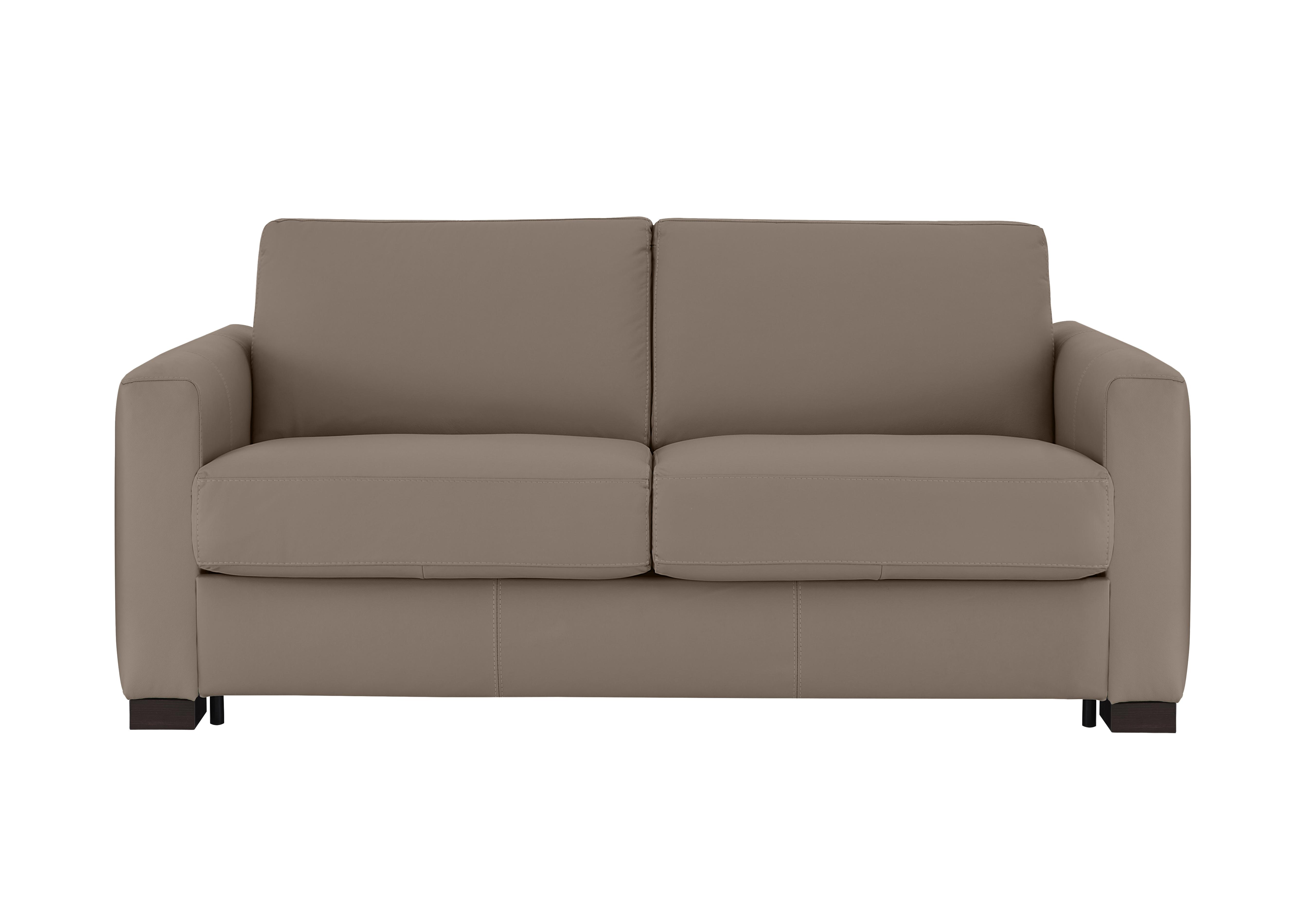 Alcova 2.5 Seater Leather Sofa Bed with Box Arms in Botero Taupe 2152 on Furniture Village