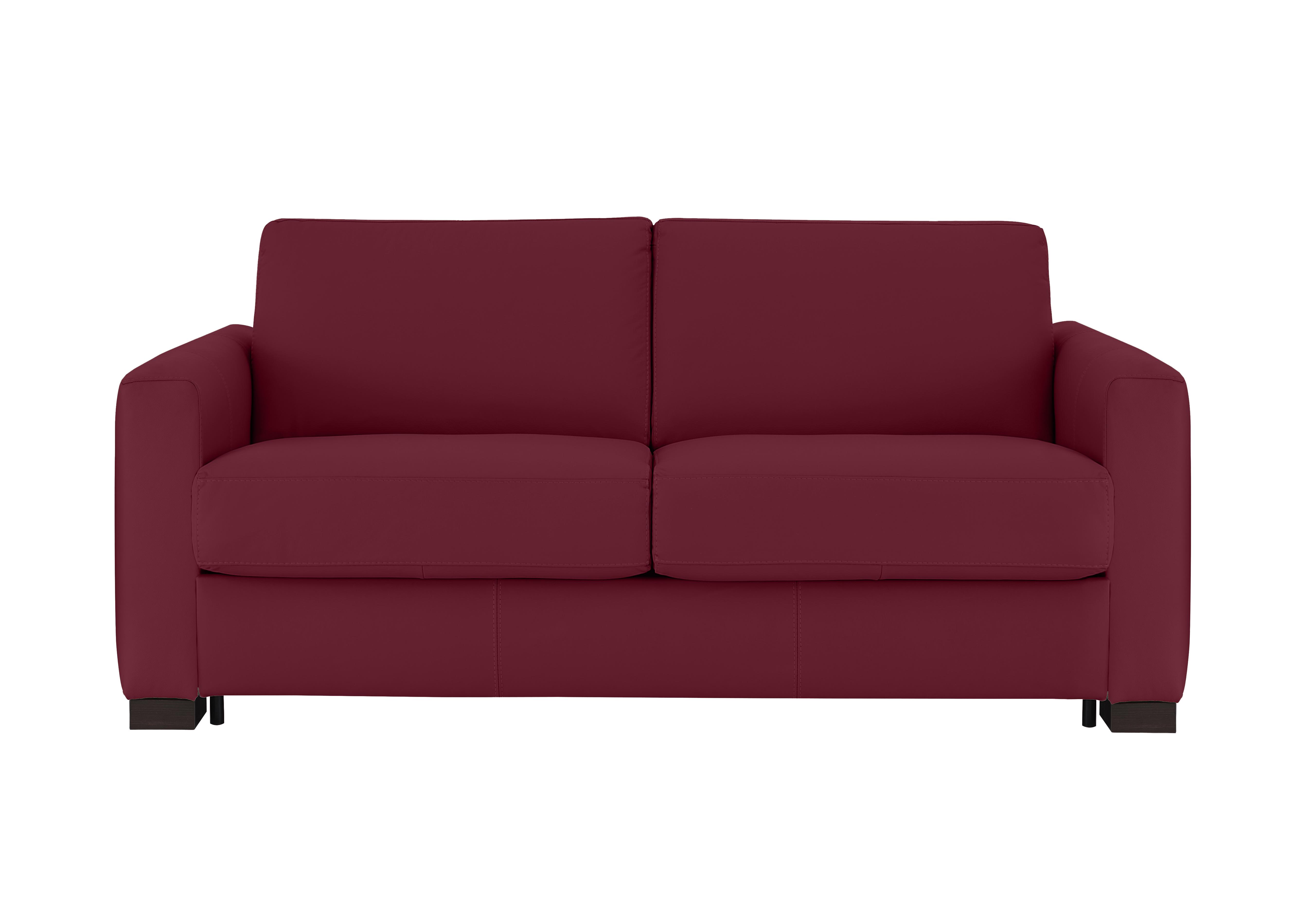Alcova 2.5 Seater Leather Sofa Bed with Box Arms in Dali Bordeaux 1521 on Furniture Village