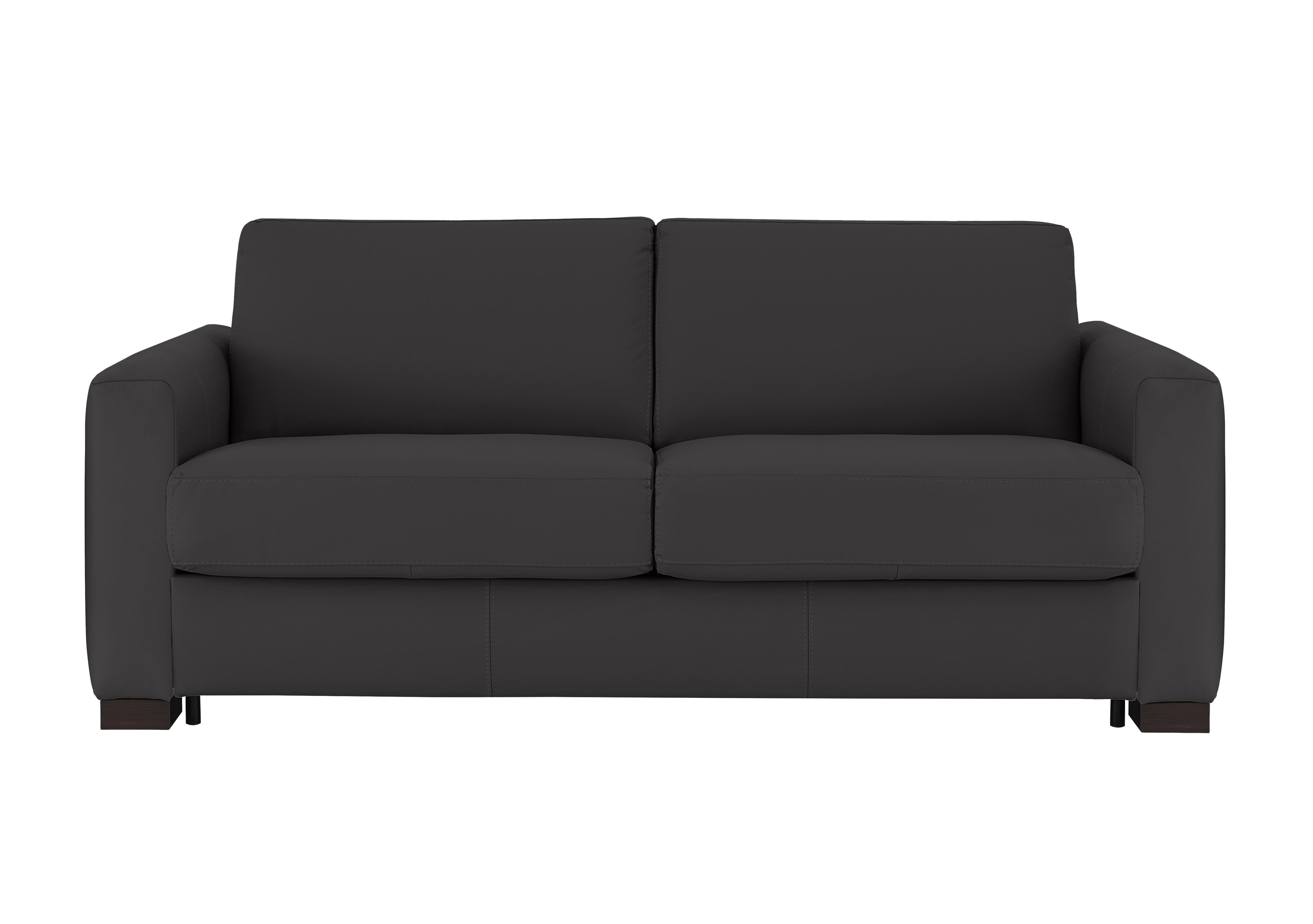 Alcova 3 Seater Leather Sofa Bed with Box Arms in Botero Nero 2154 on Furniture Village