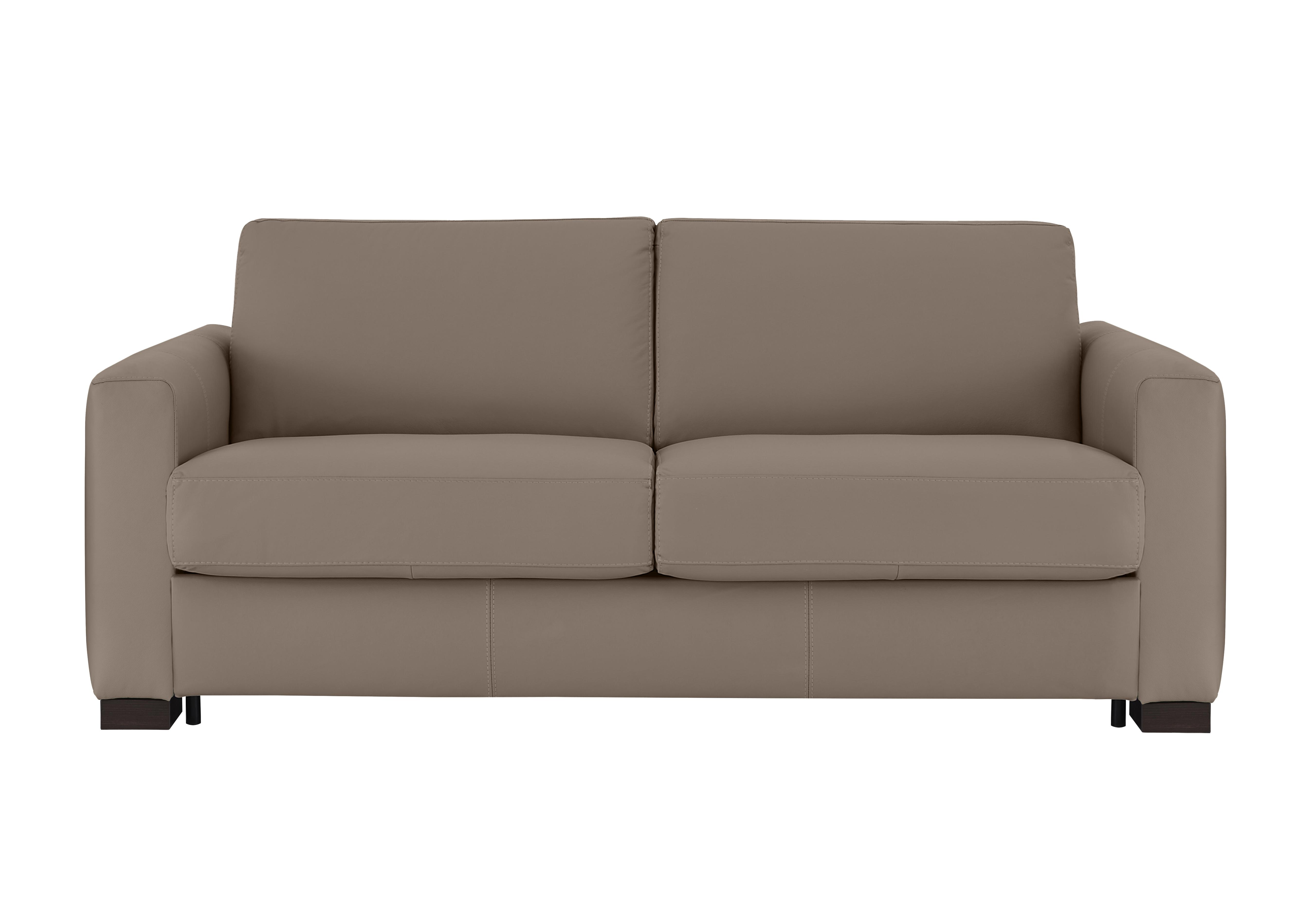 Alcova 3 Seater Leather Sofa Bed with Box Arms in Botero Taupe 2152 on Furniture Village