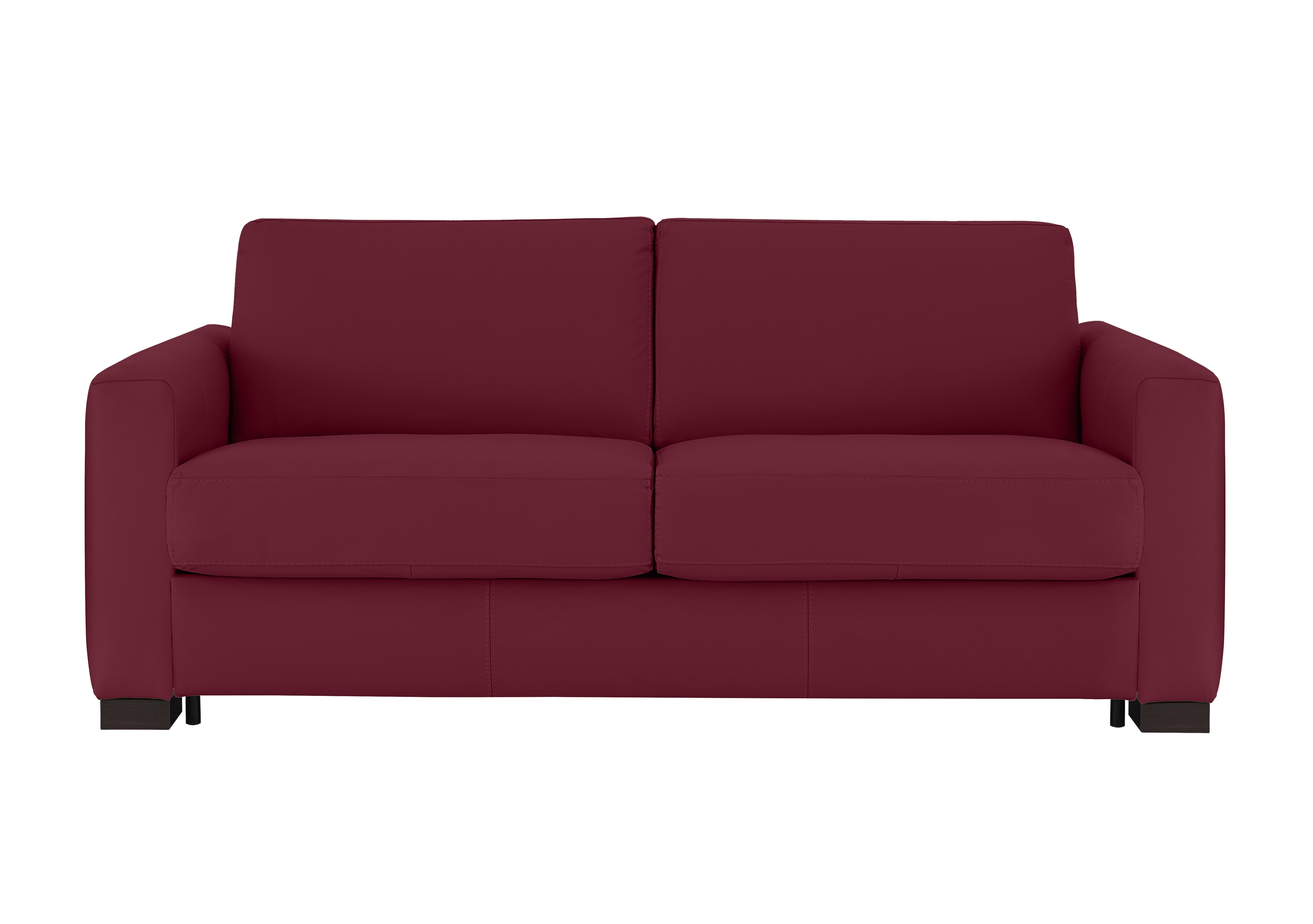 Alcova 3 Seater Leather Sofa Bed with Box Arms in Dali Bordeaux 1521 on Furniture Village
