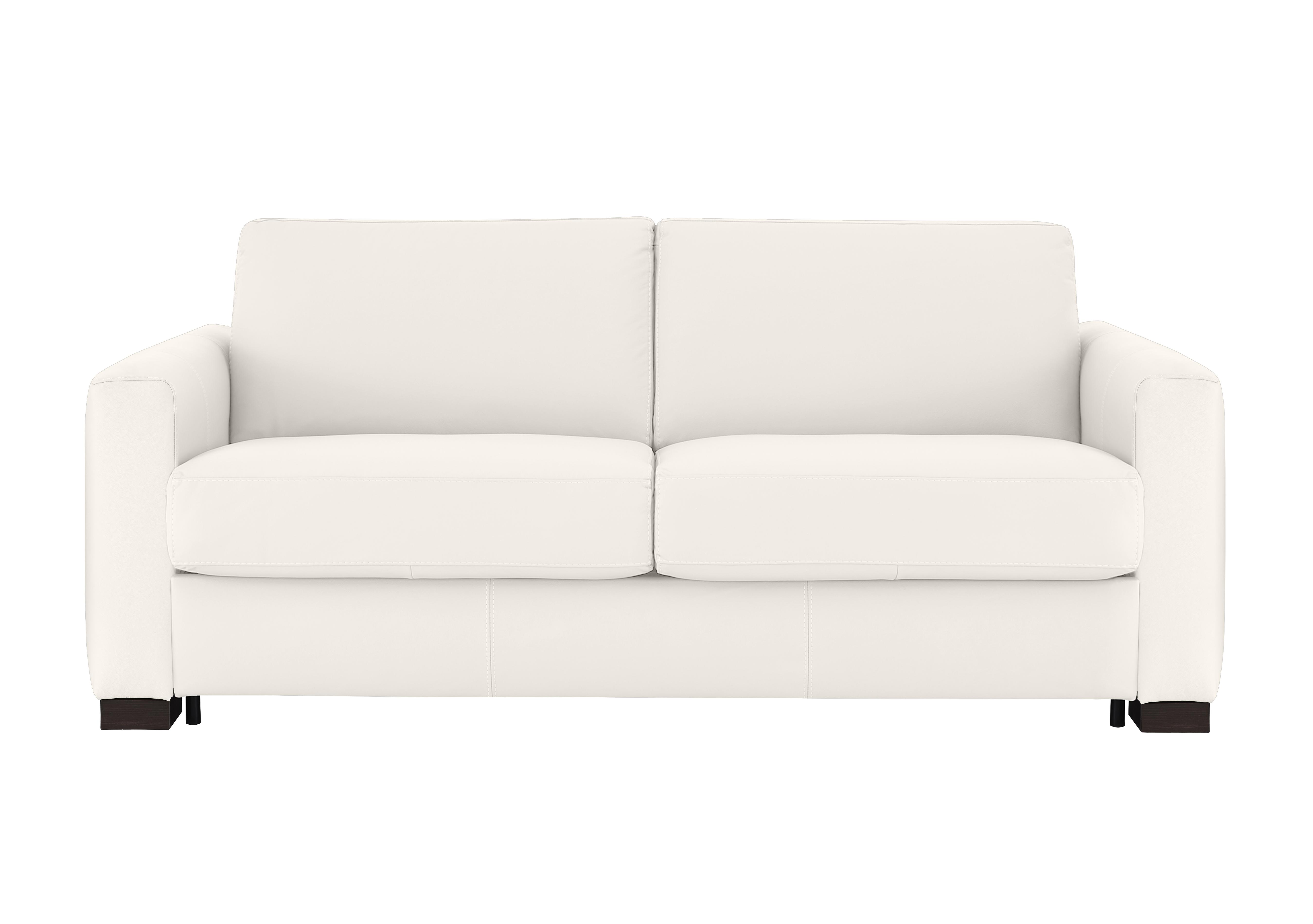 Alcova 3 Seater Leather Sofa Bed with Box Arms in Torello Bianco 93 on Furniture Village