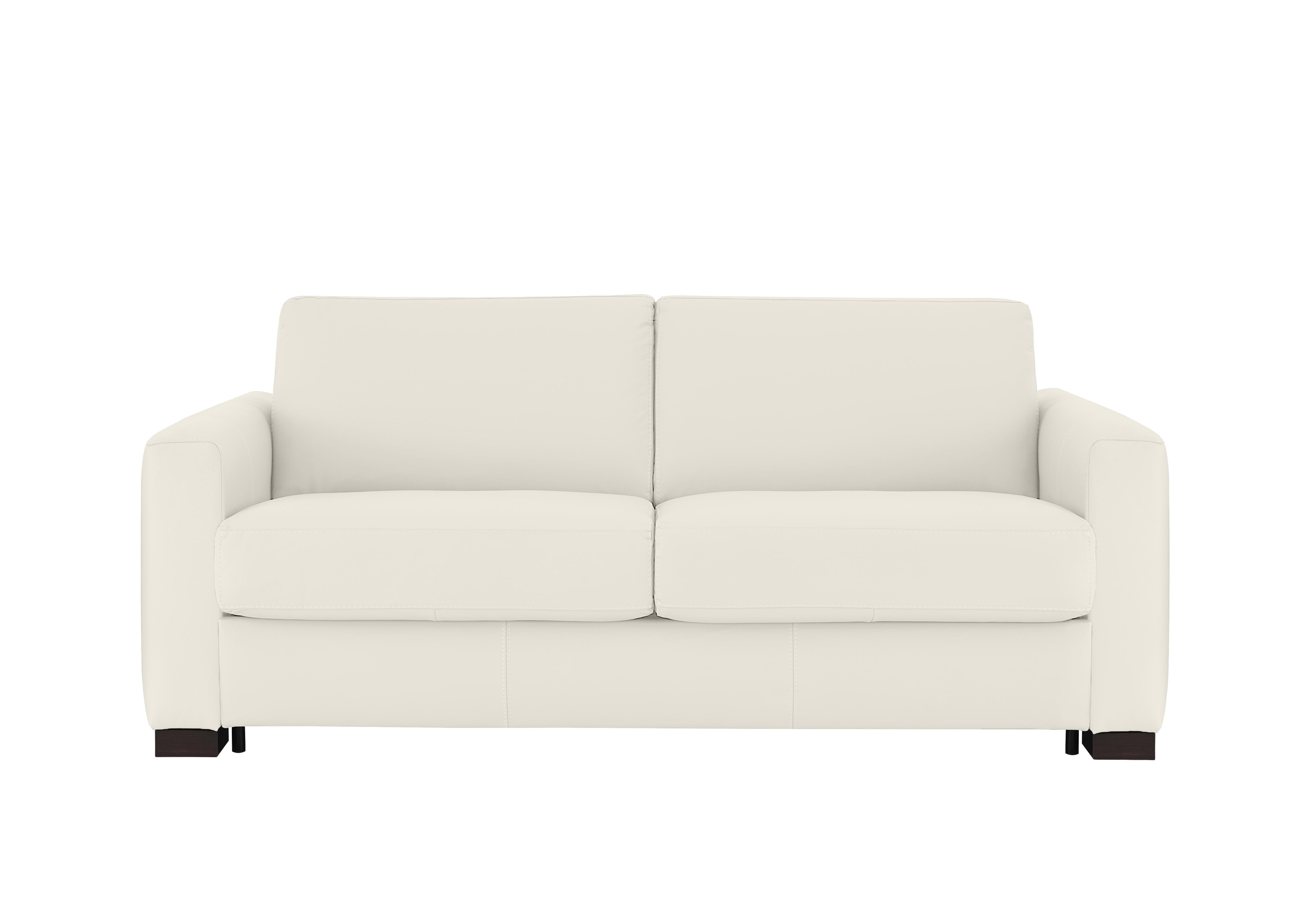 Alcova 3 Seater Leather Sofa Bed with Box Arms in Torello Bianco Puro 370 on Furniture Village