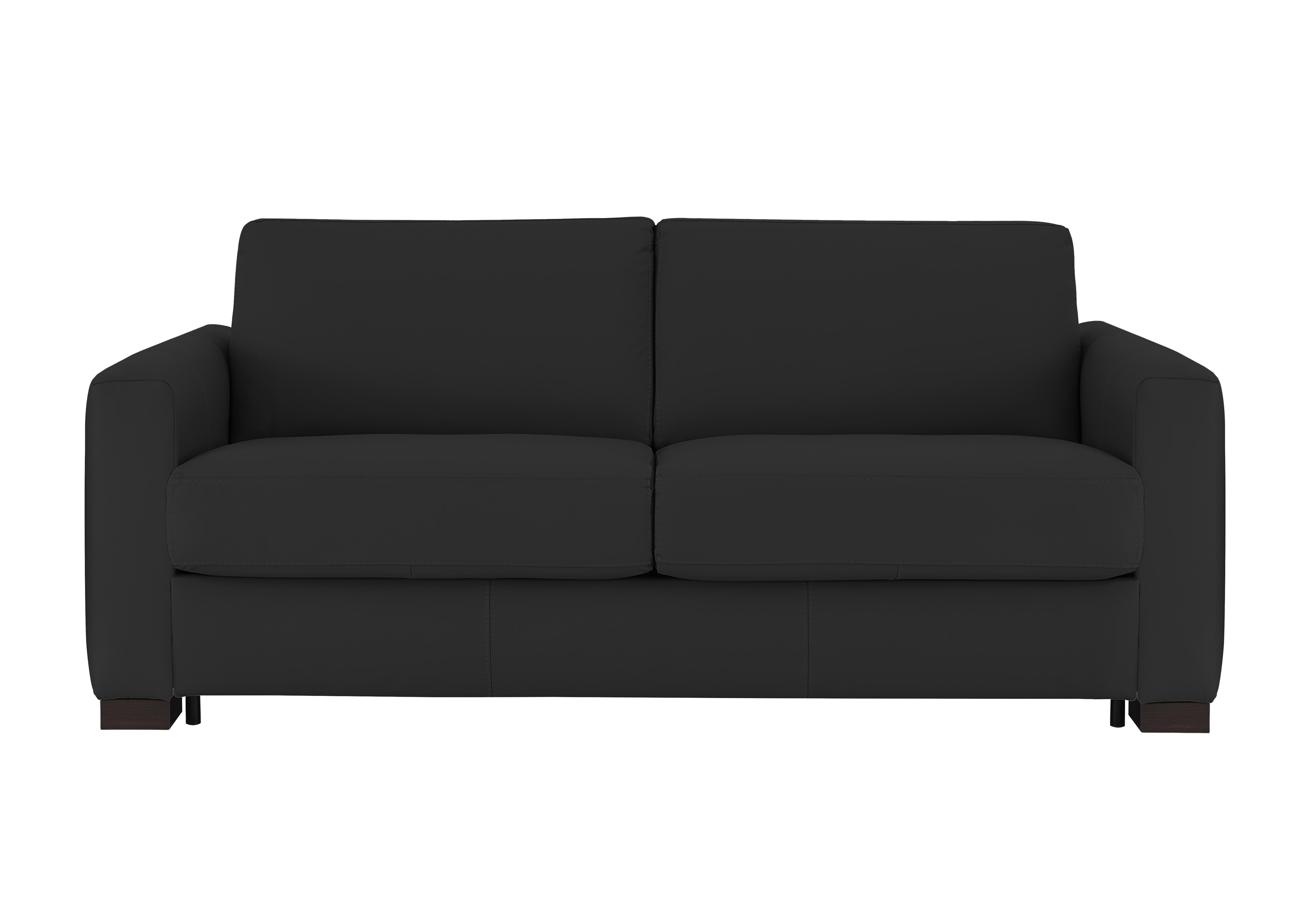 Alcova 3 Seater Leather Sofa Bed with Box Arms in Torello Nero 71 on Furniture Village