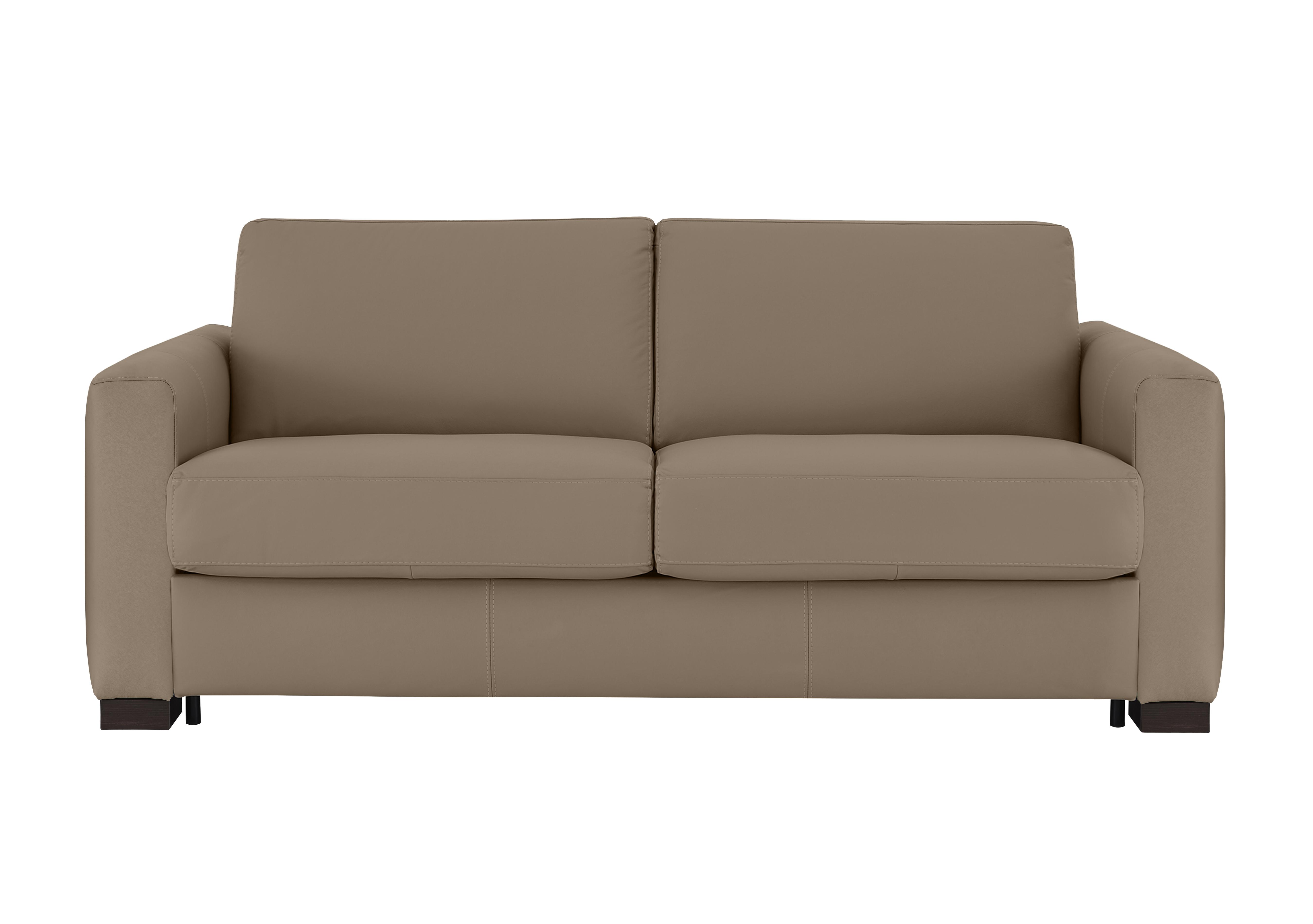 Alcova 3 Seater Leather Sofa Bed with Box Arms in Torello Taupe 312 on Furniture Village