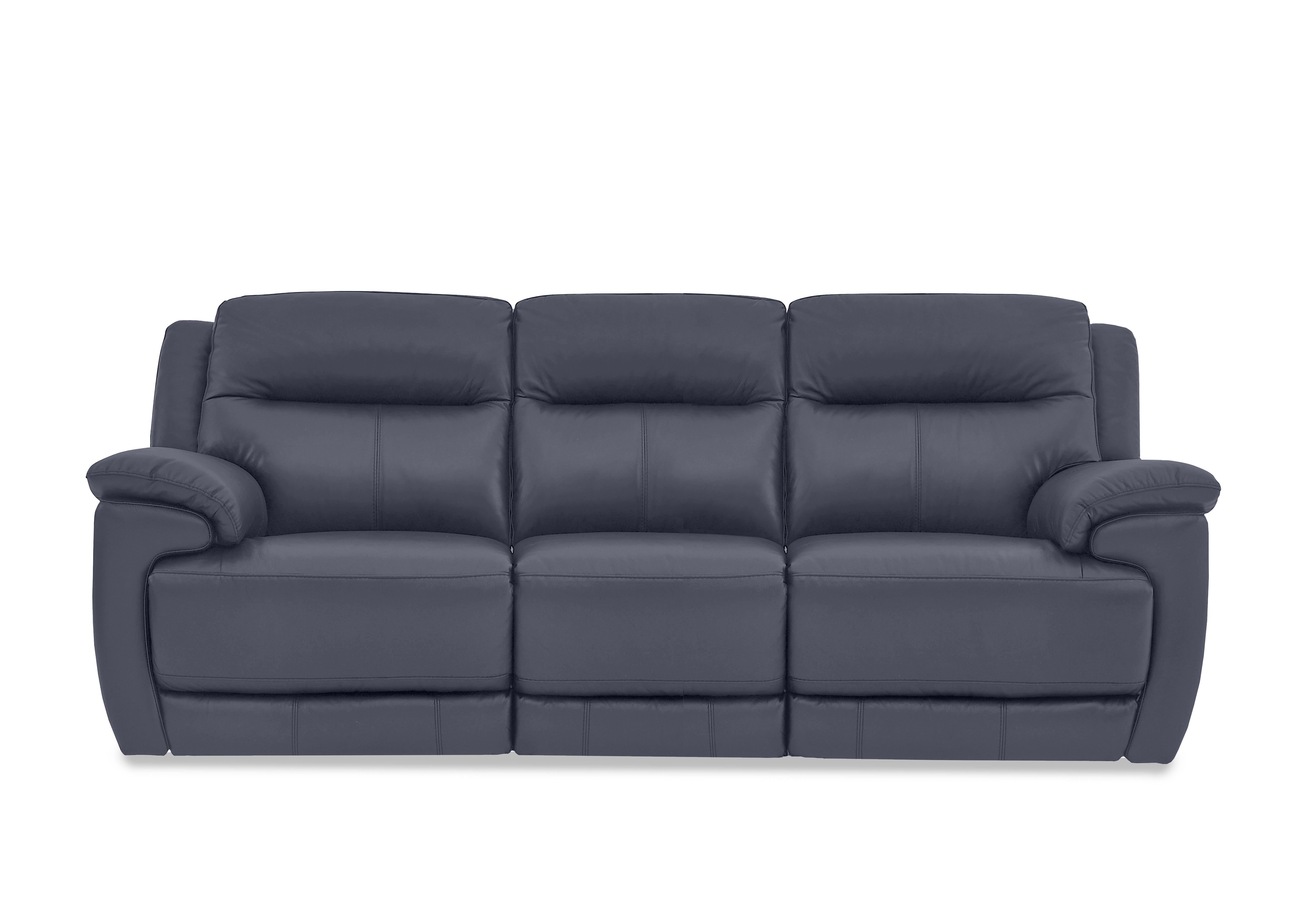 Touch 3 Seater Leather Sofa in Bv-313e Ocean Blue on Furniture Village