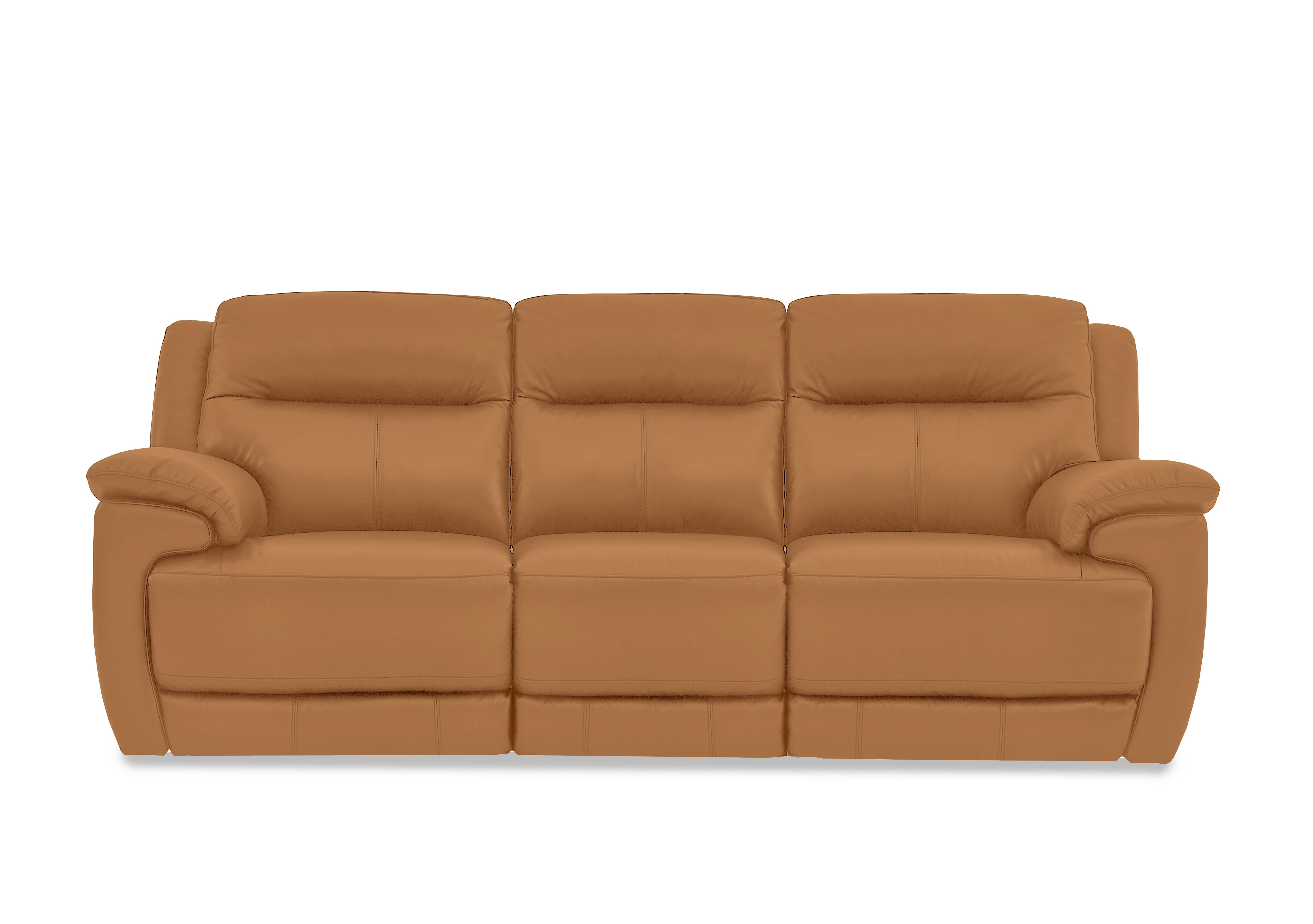 Touch 3 Seater Leather Sofa in Bv-335e Honey Yellow on Furniture Village