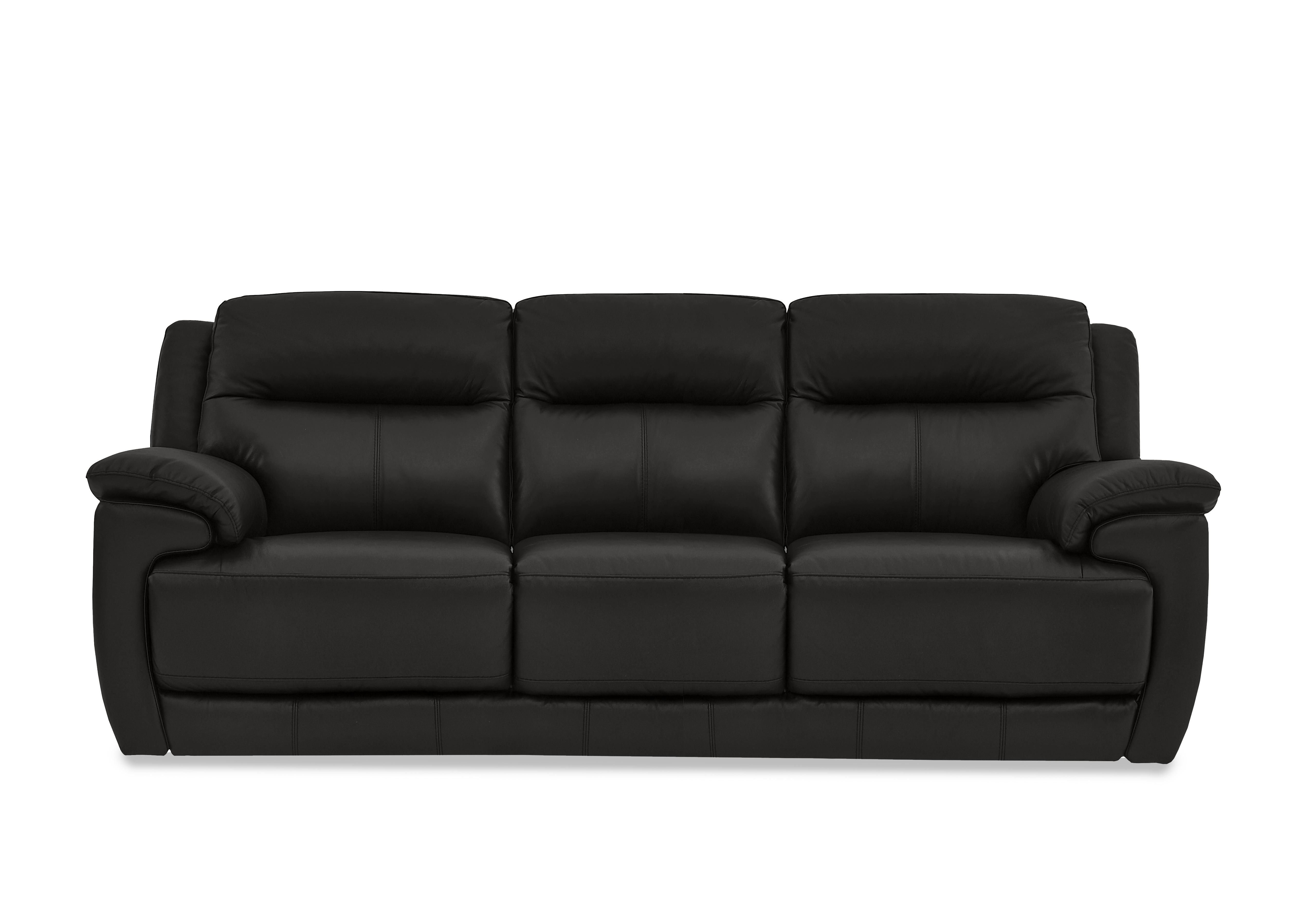 Touch 3 Seater Leather Sofa in Bv-3500 Classic Black on Furniture Village
