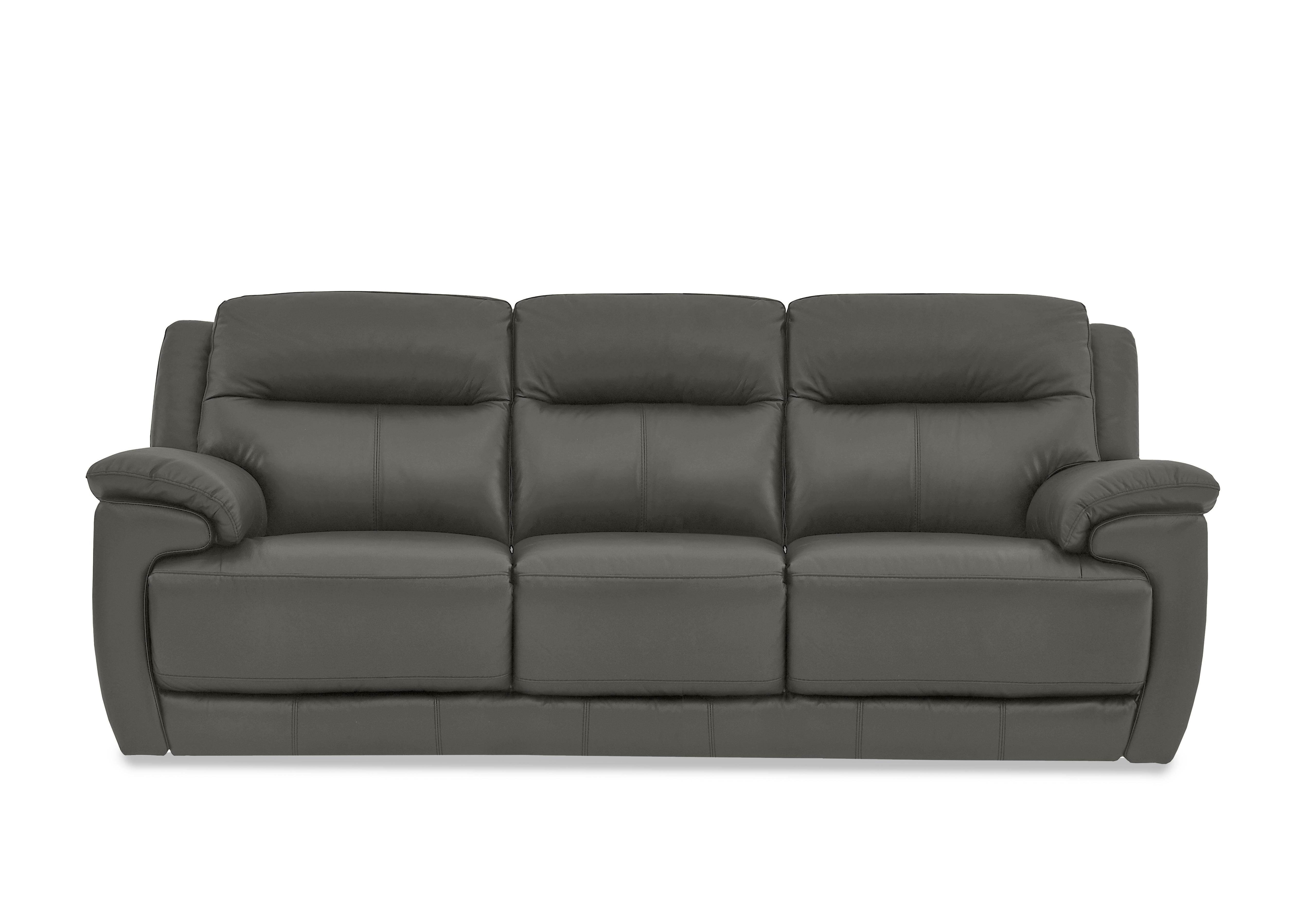 Touch 3 Seater Leather Sofa in Nc-088e Charcoal Grey on Furniture Village