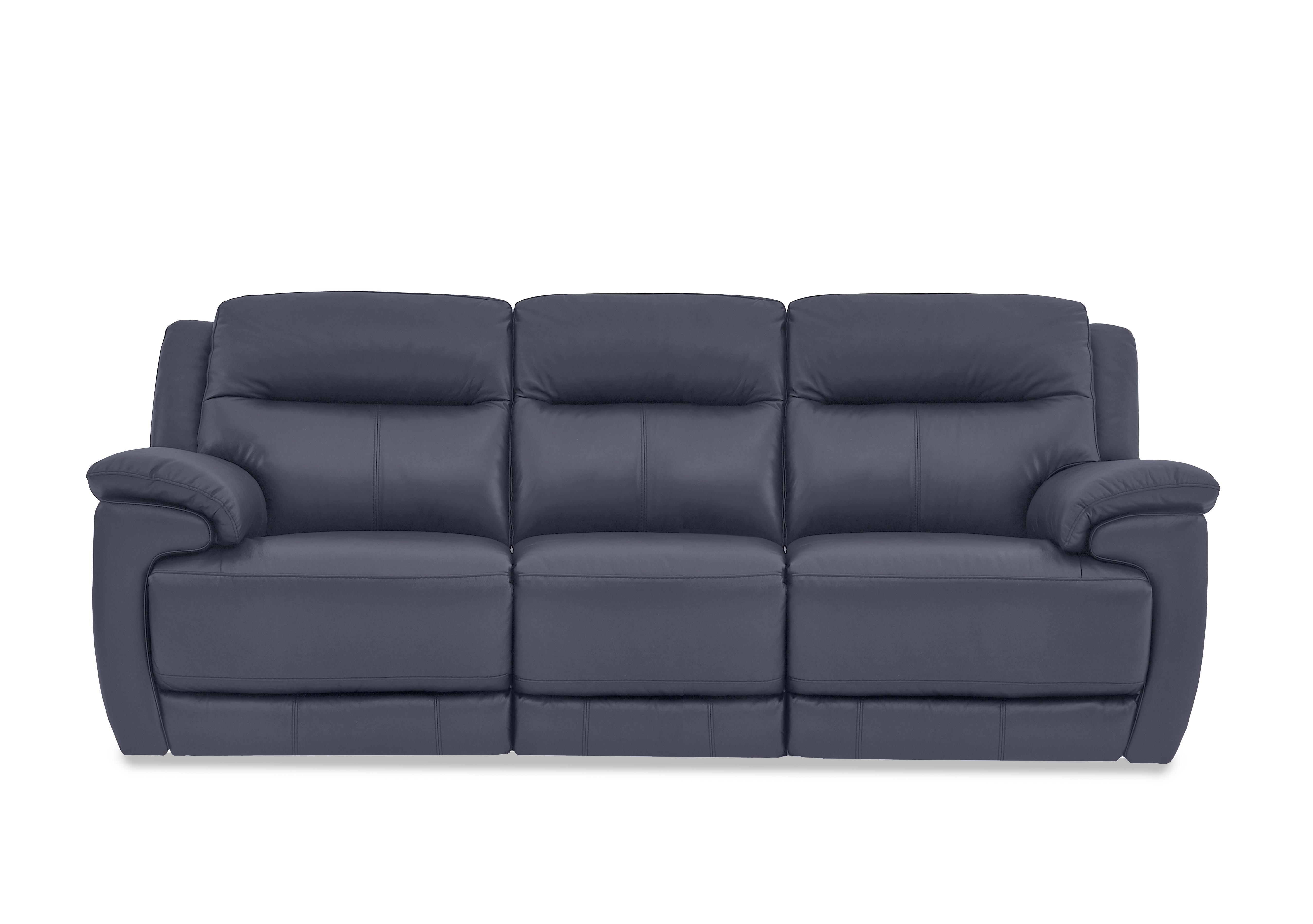 Touch 3 Seater Leather Sofa in Nc-313e Ocean Blue on Furniture Village
