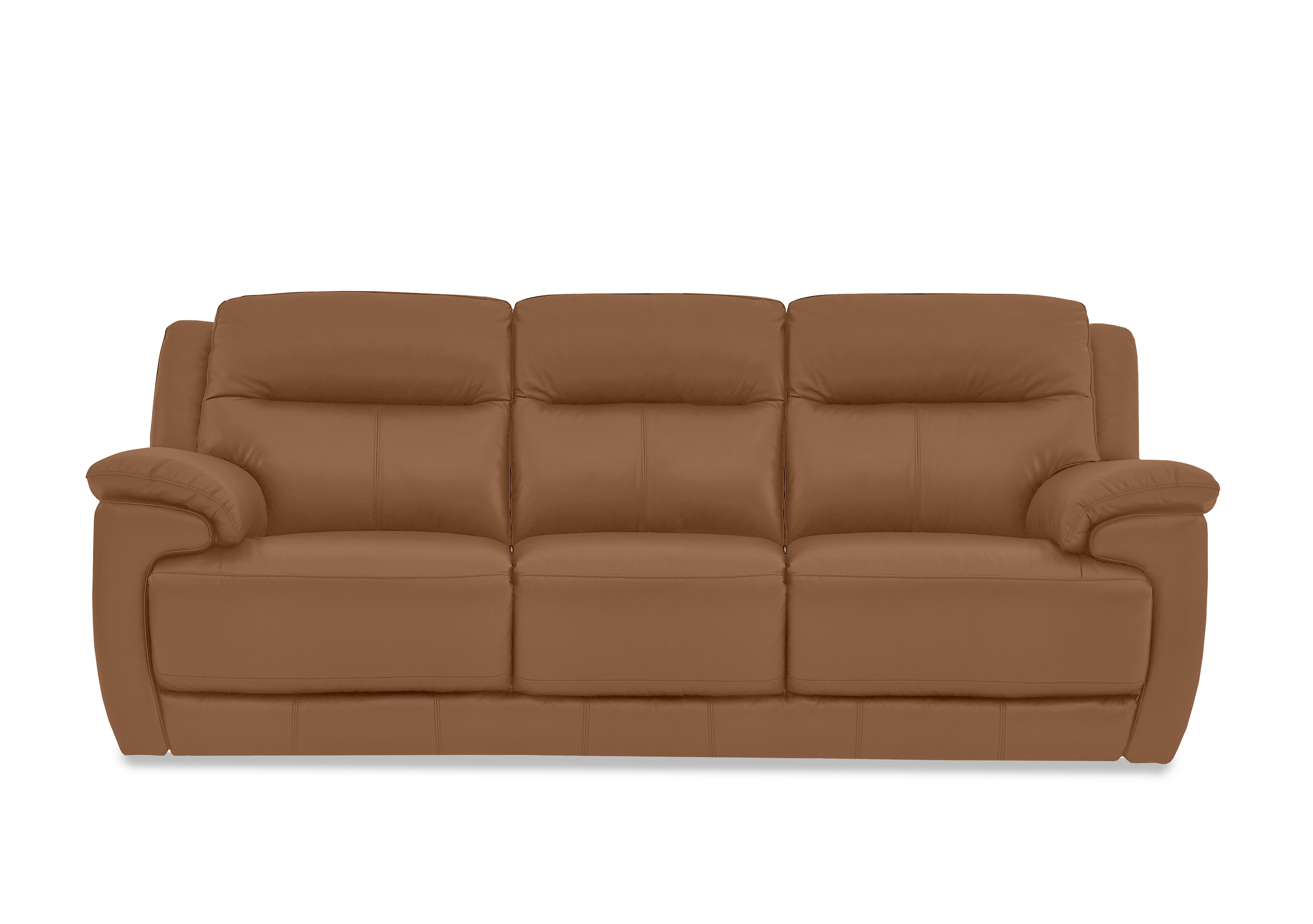 Touch 3 Seater Leather Sofa in Nc-334e Pecan Brown on Furniture Village