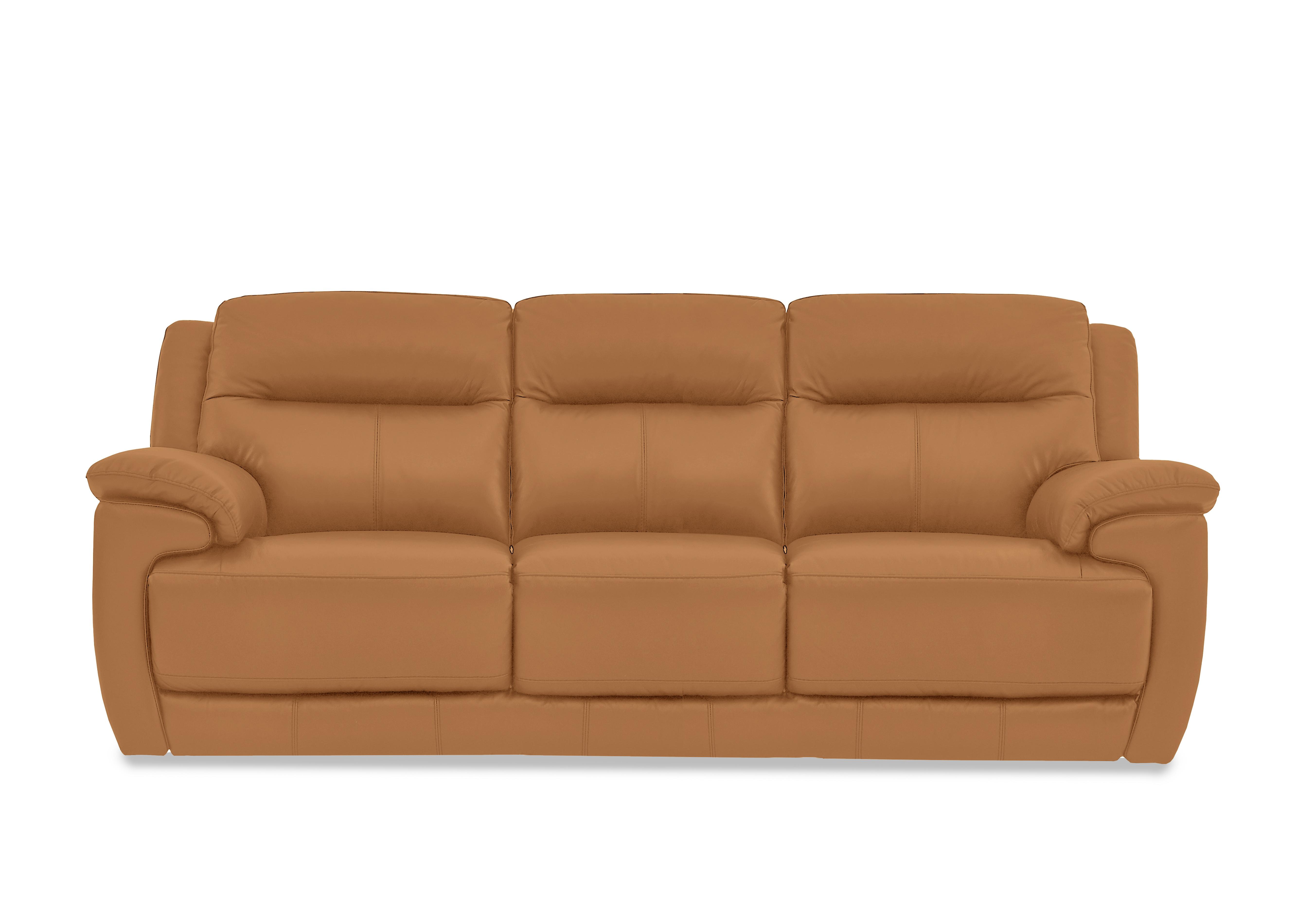 Touch 3 Seater Leather Sofa in Nc-335e Honey Yellow on Furniture Village