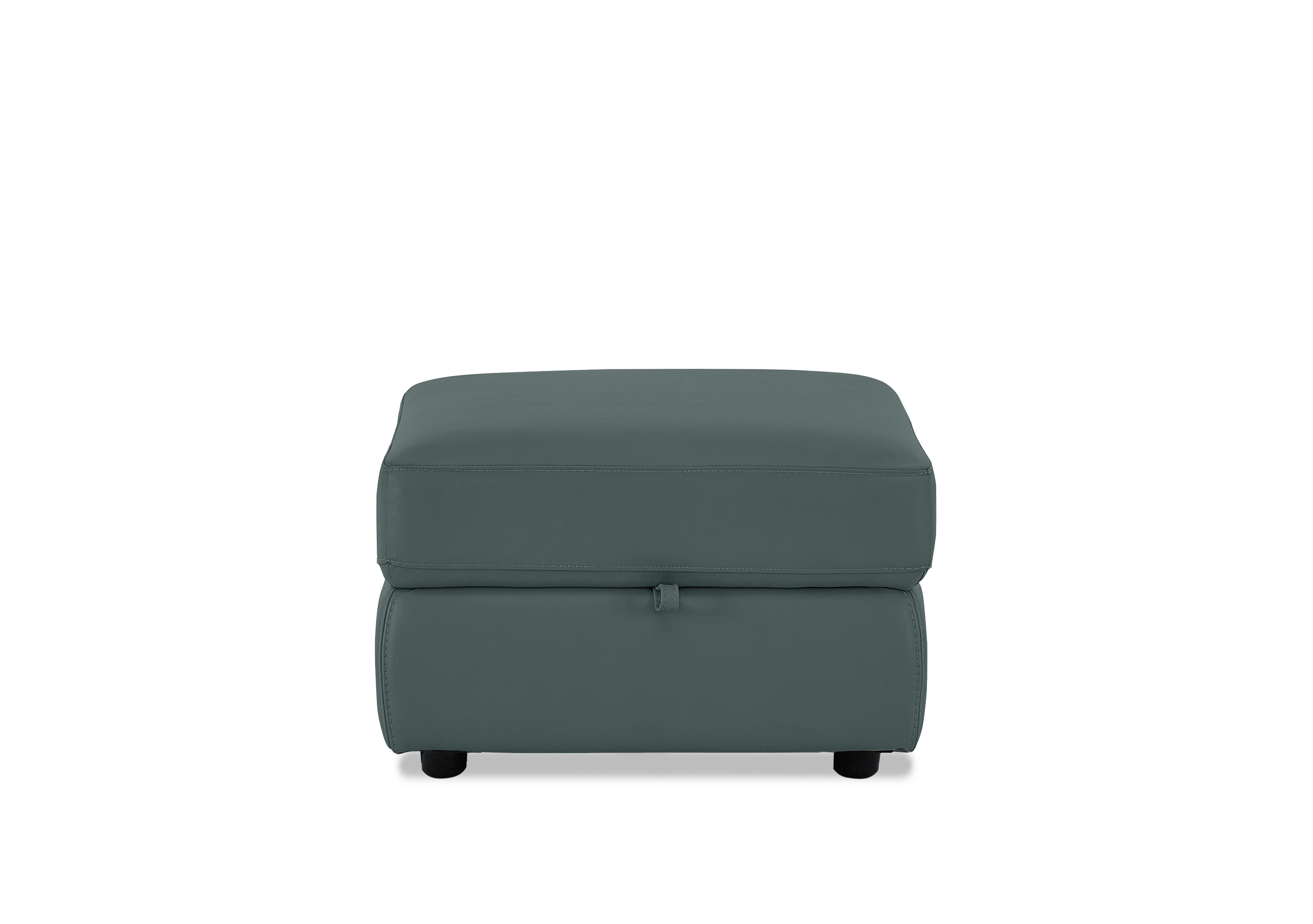 Touch Leather Storage Footstool in Bv-301e Lake Green on Furniture Village