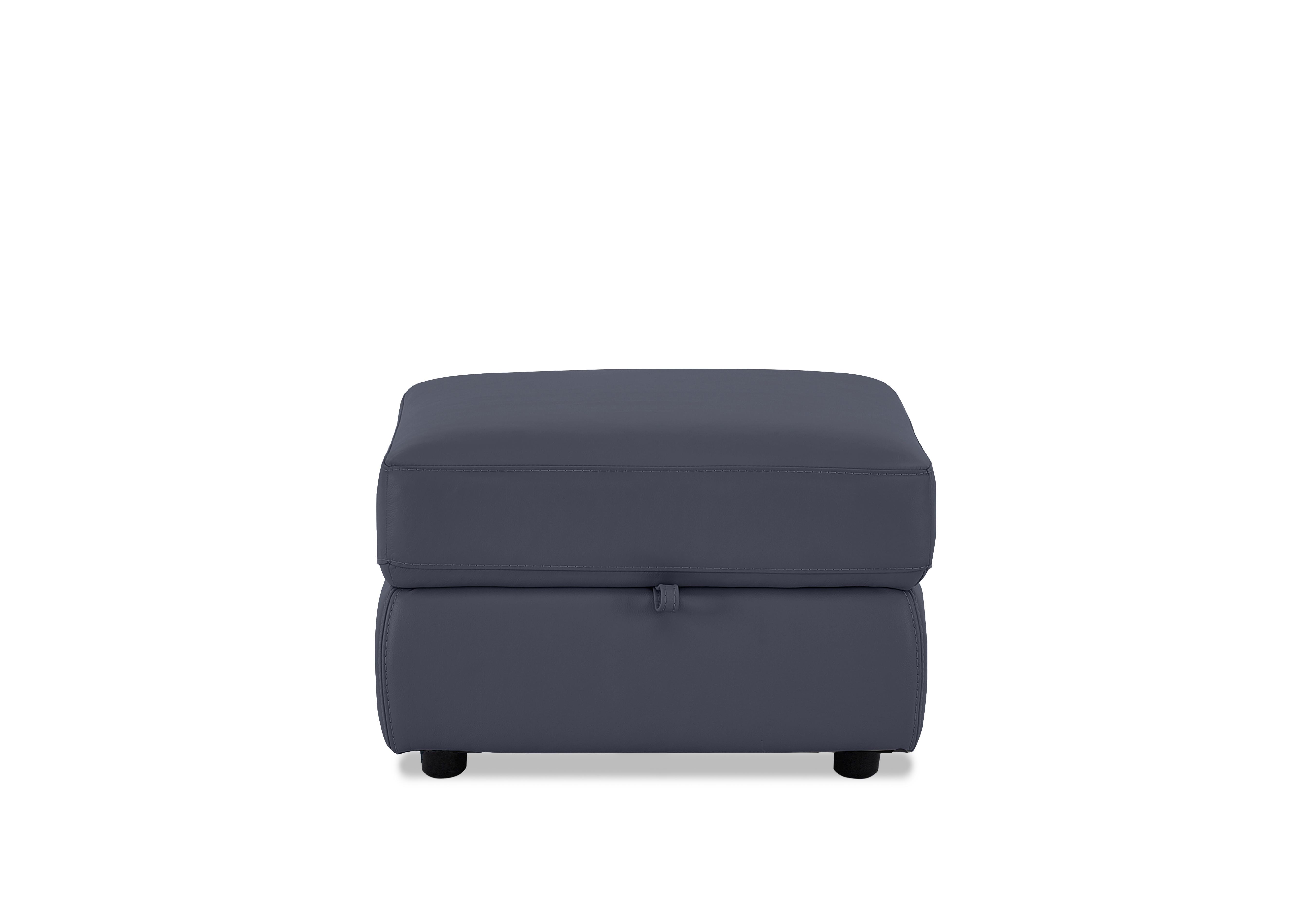 Touch Leather Storage Footstool in Nc-313e Ocean Blue on Furniture Village