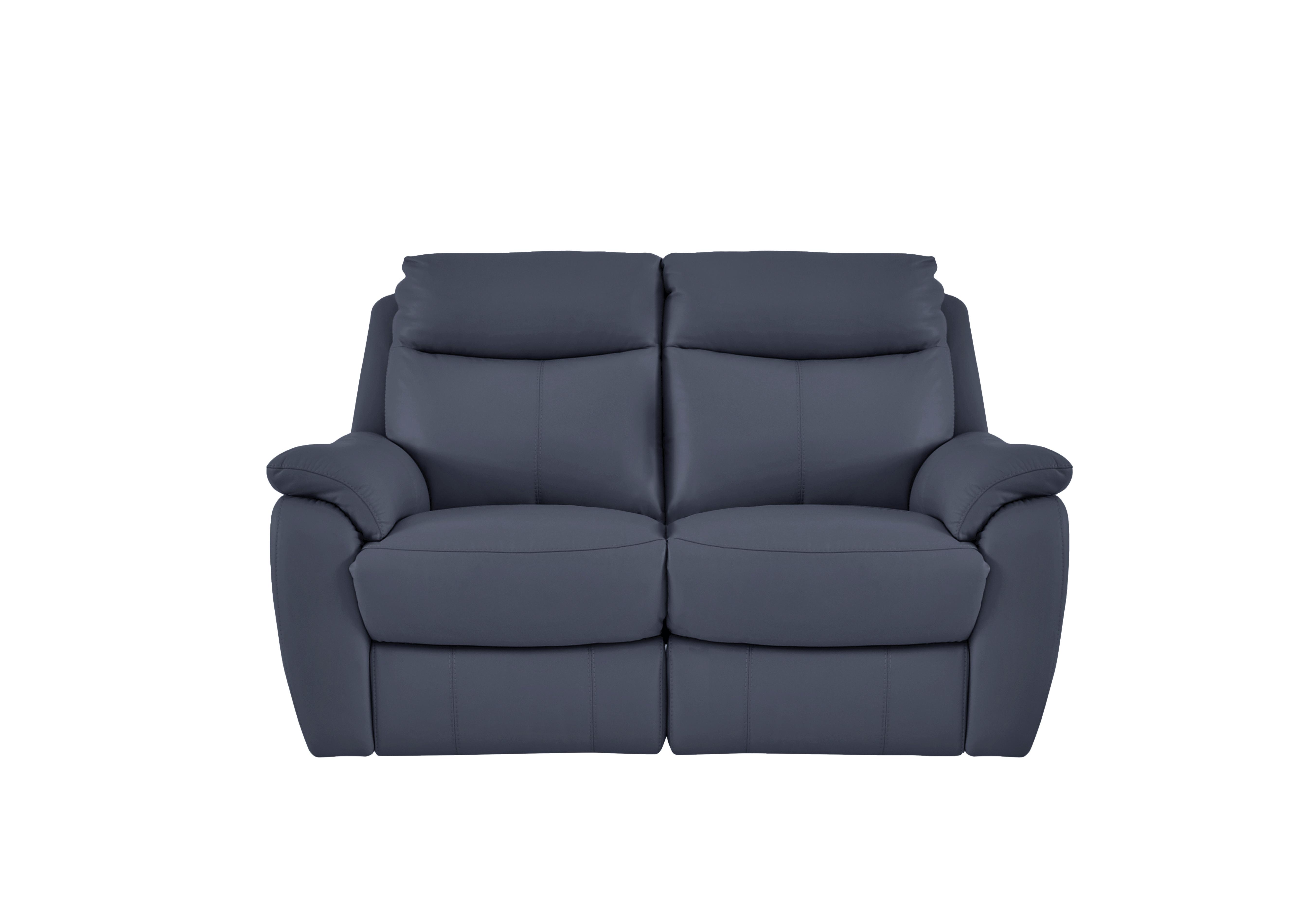 Snug 2 Seater Leather Sofa in Bv-313e Ocean Blue on Furniture Village