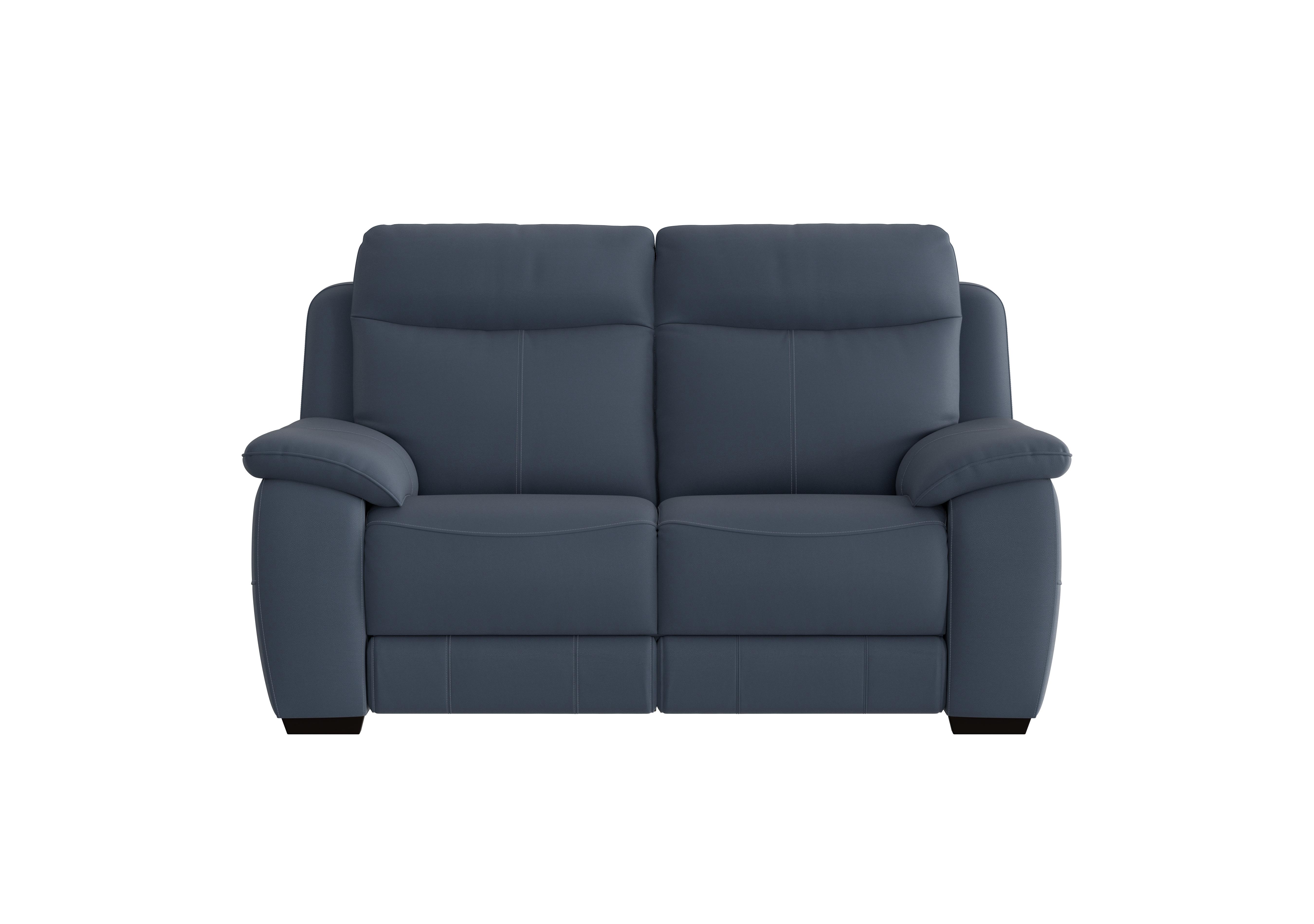 Starlight Express 2 Seater Leather Sofa in Bv-313e Ocean Blue on Furniture Village