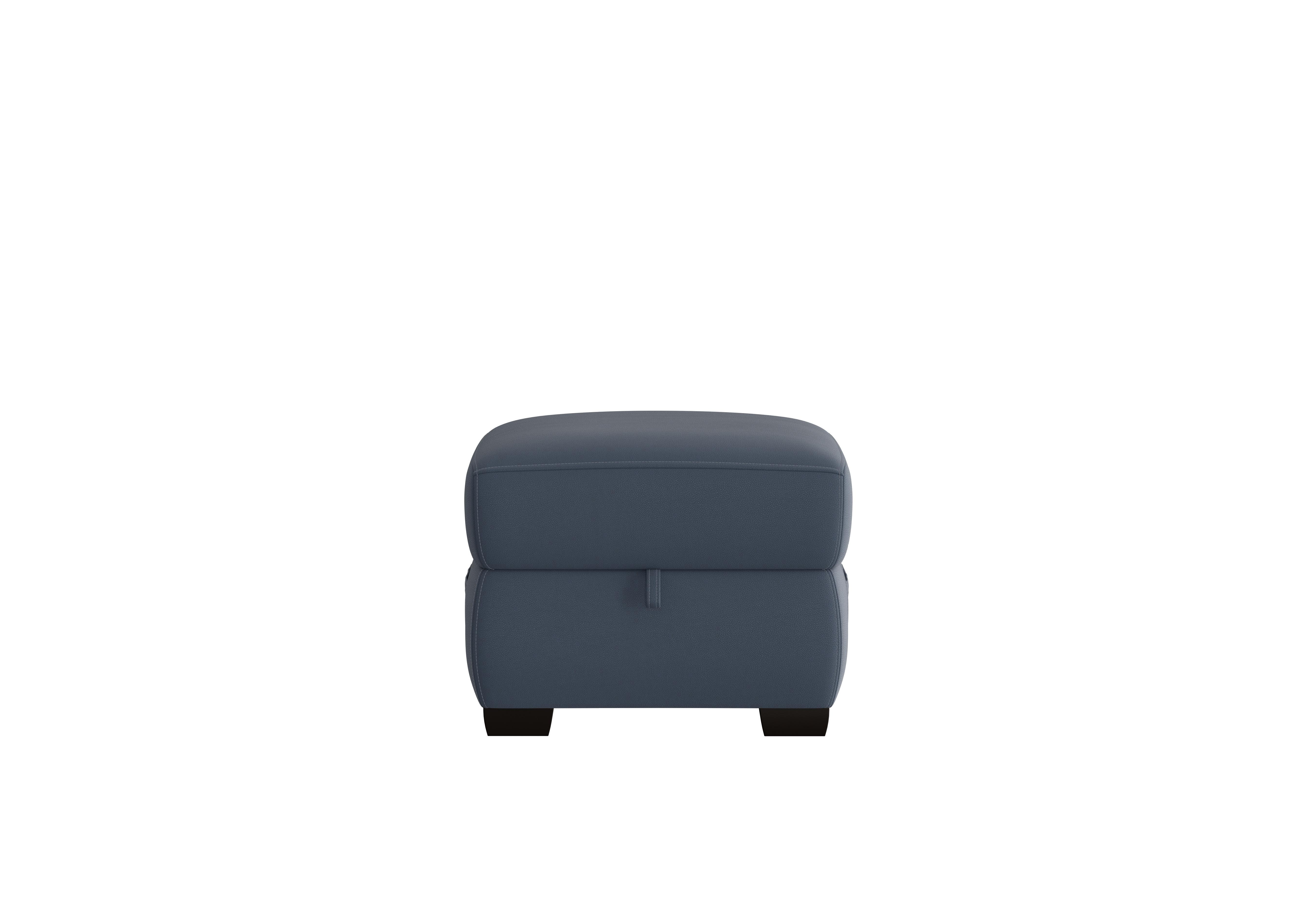Starlight Express Leather Storage Footstool in Bv-313e Ocean Blue on Furniture Village
