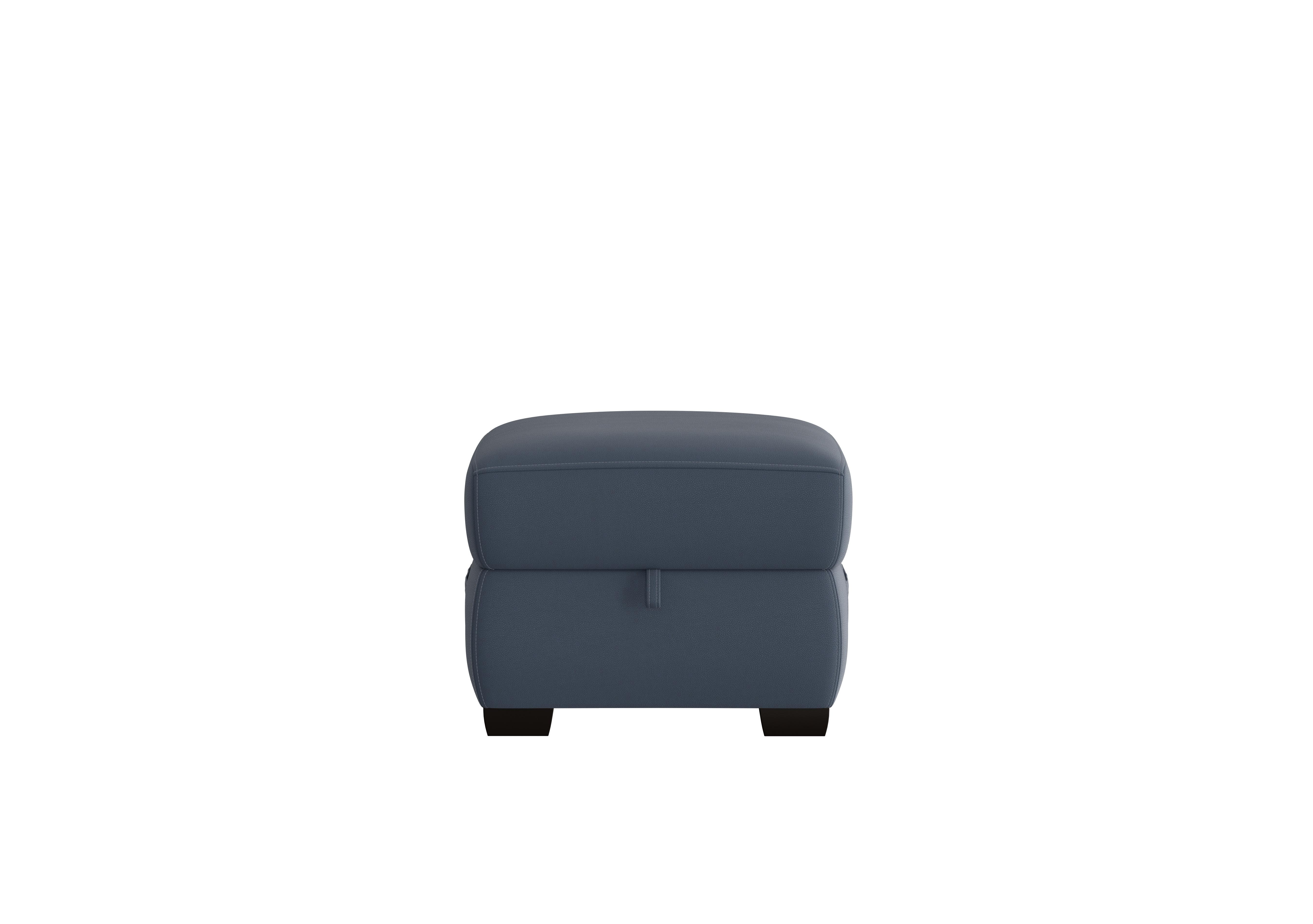 Starlight Express Leather Storage Footstool in Nc-313e Ocean Blue on Furniture Village