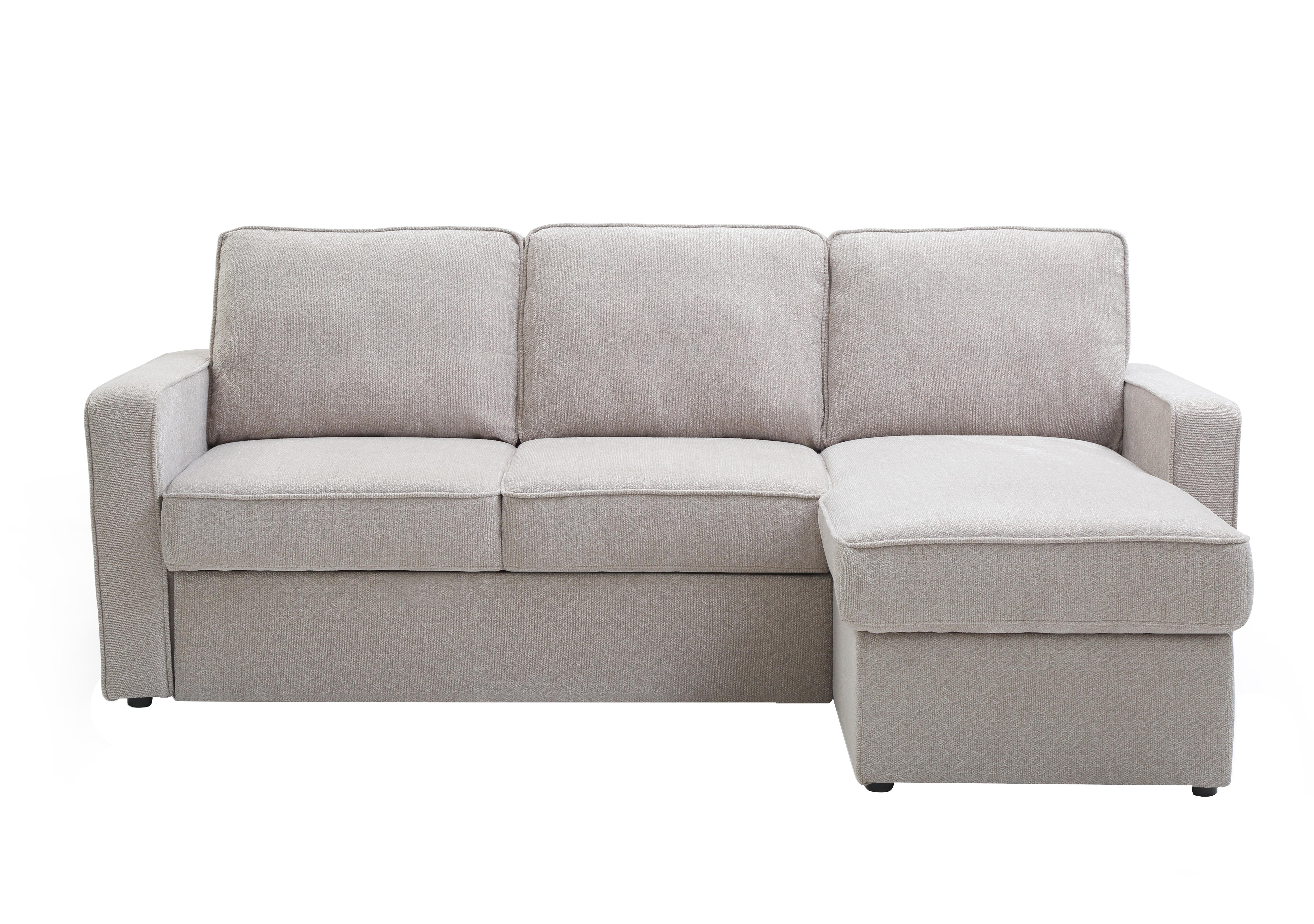 Ava Fabric Chaise Sofa Bed with Storage in Mushroom Chennille on Furniture Village