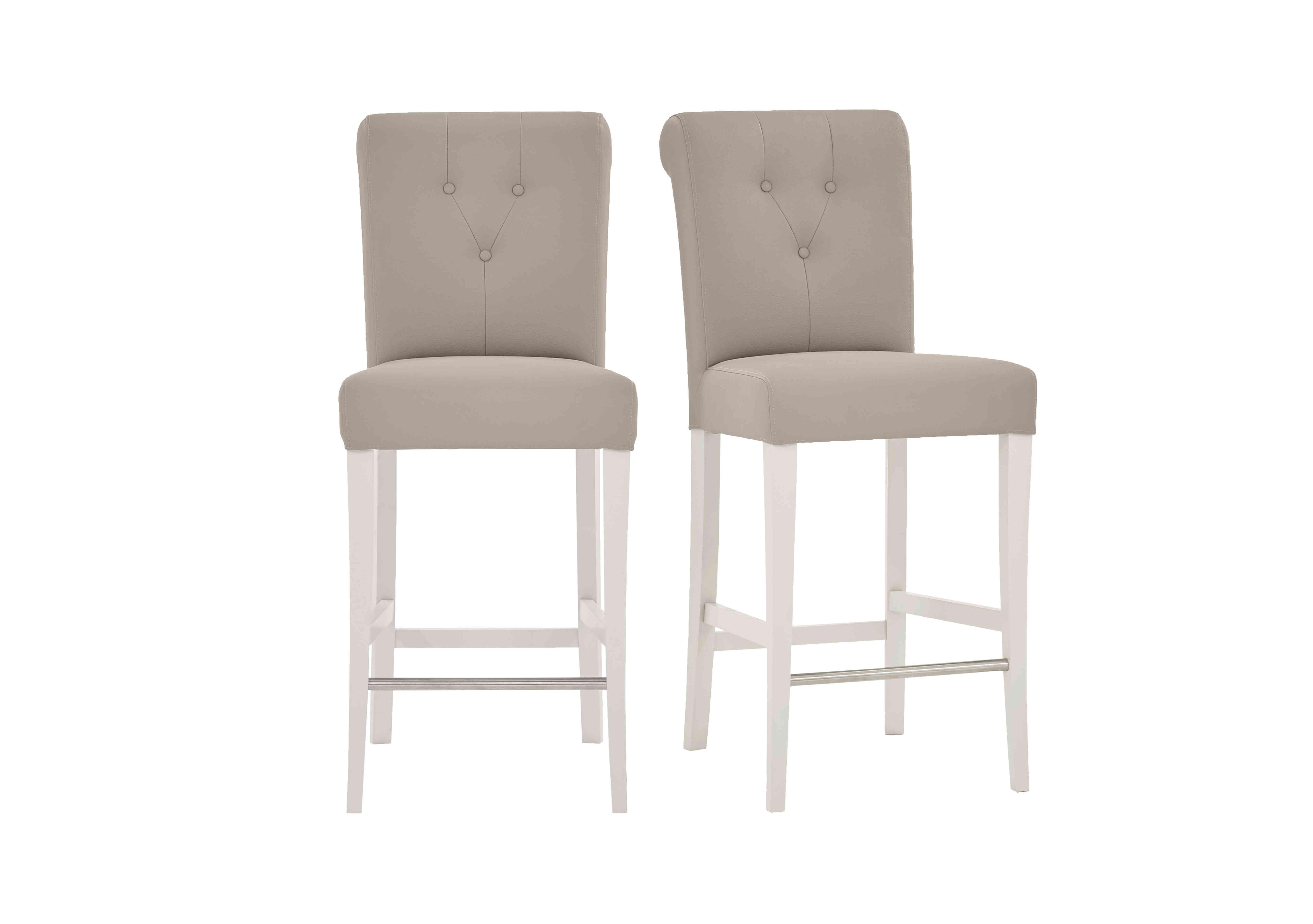 Annecy Pair of Faux Leather Roll Back Bar Stools in Grey Bonded on Furniture Village
