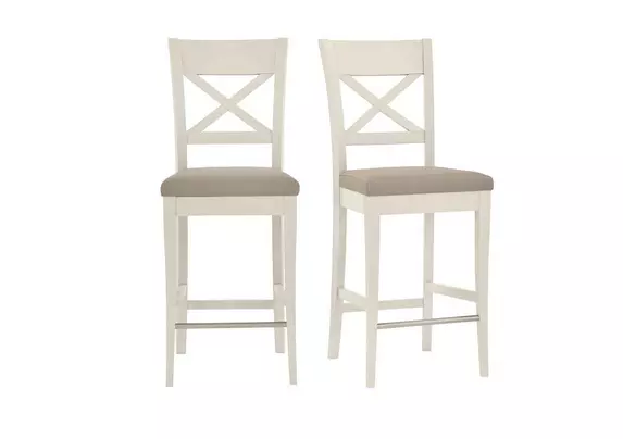 Annecy Pair of Faux Leather Cross Back Bar Stools Furnitureland Furniture Village