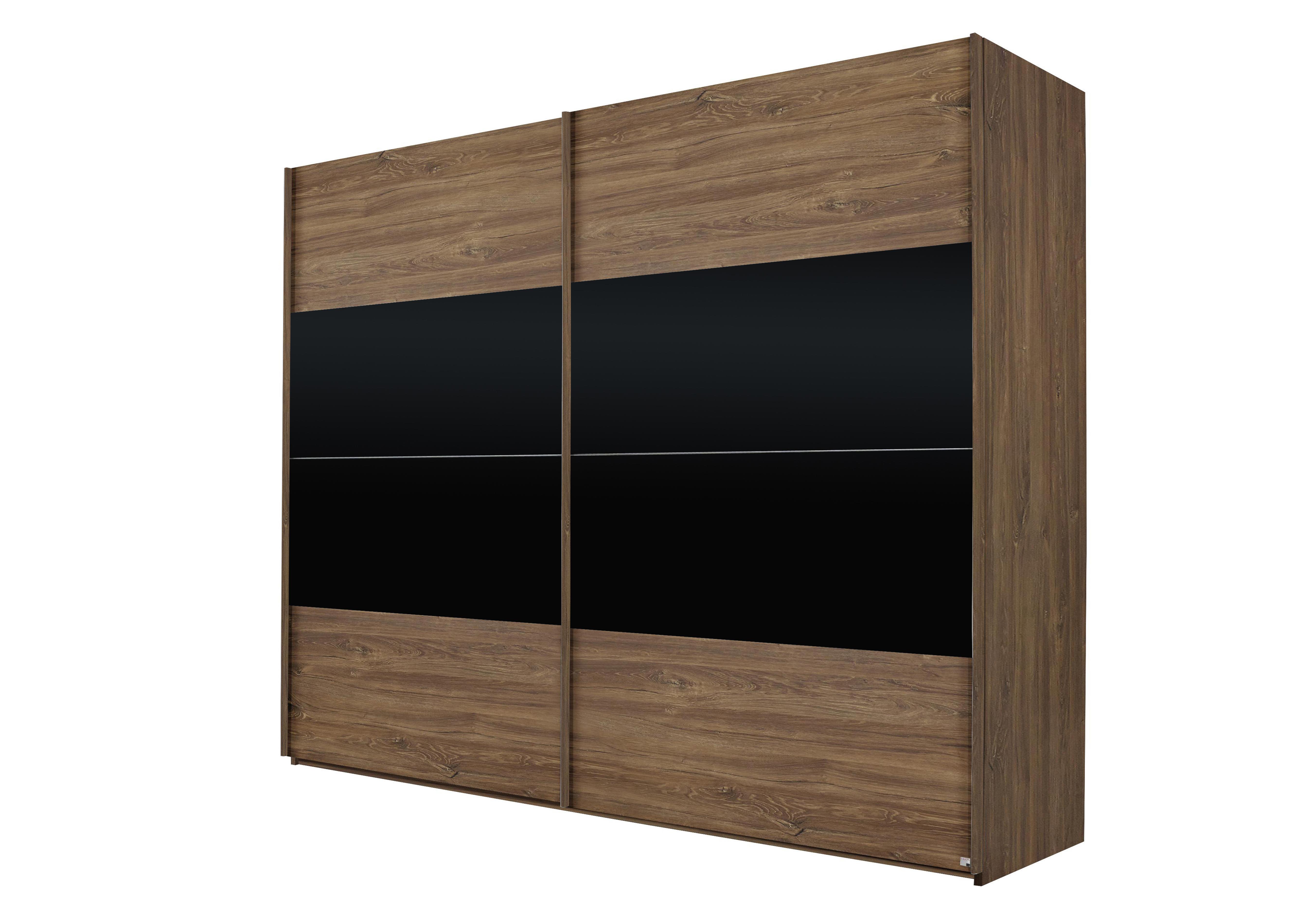 Melbourne 270cm 2 Door Sliding Wardrobe in Sterling Oak/High Gloss Black on Furniture Village
