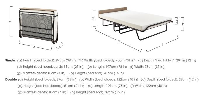 Supreme Folding Bed with Memory Foam Mattress in  on Furniture Village
