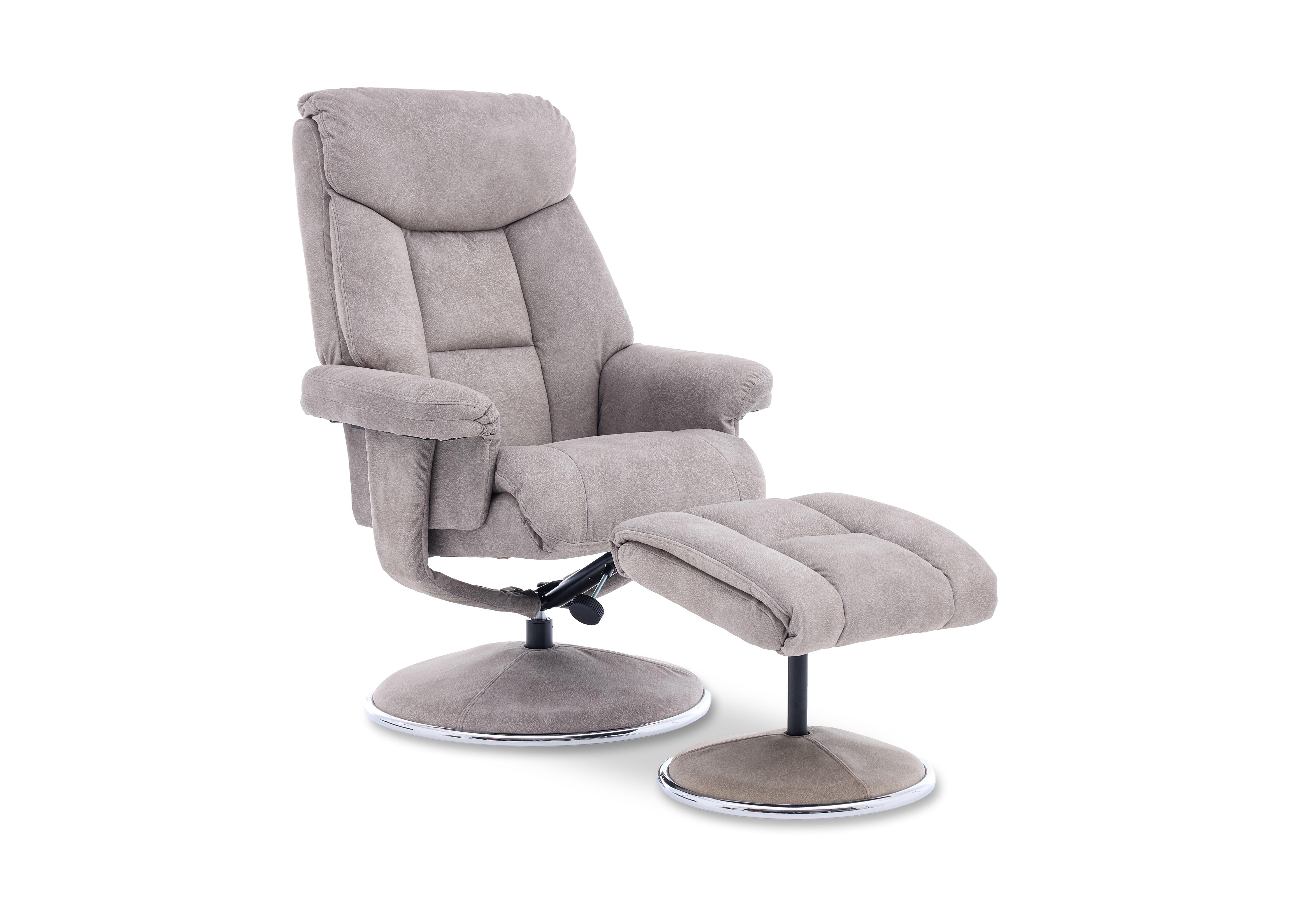 Bruges Fabric Swivel Chair and Footstool in Almond on Furniture Village