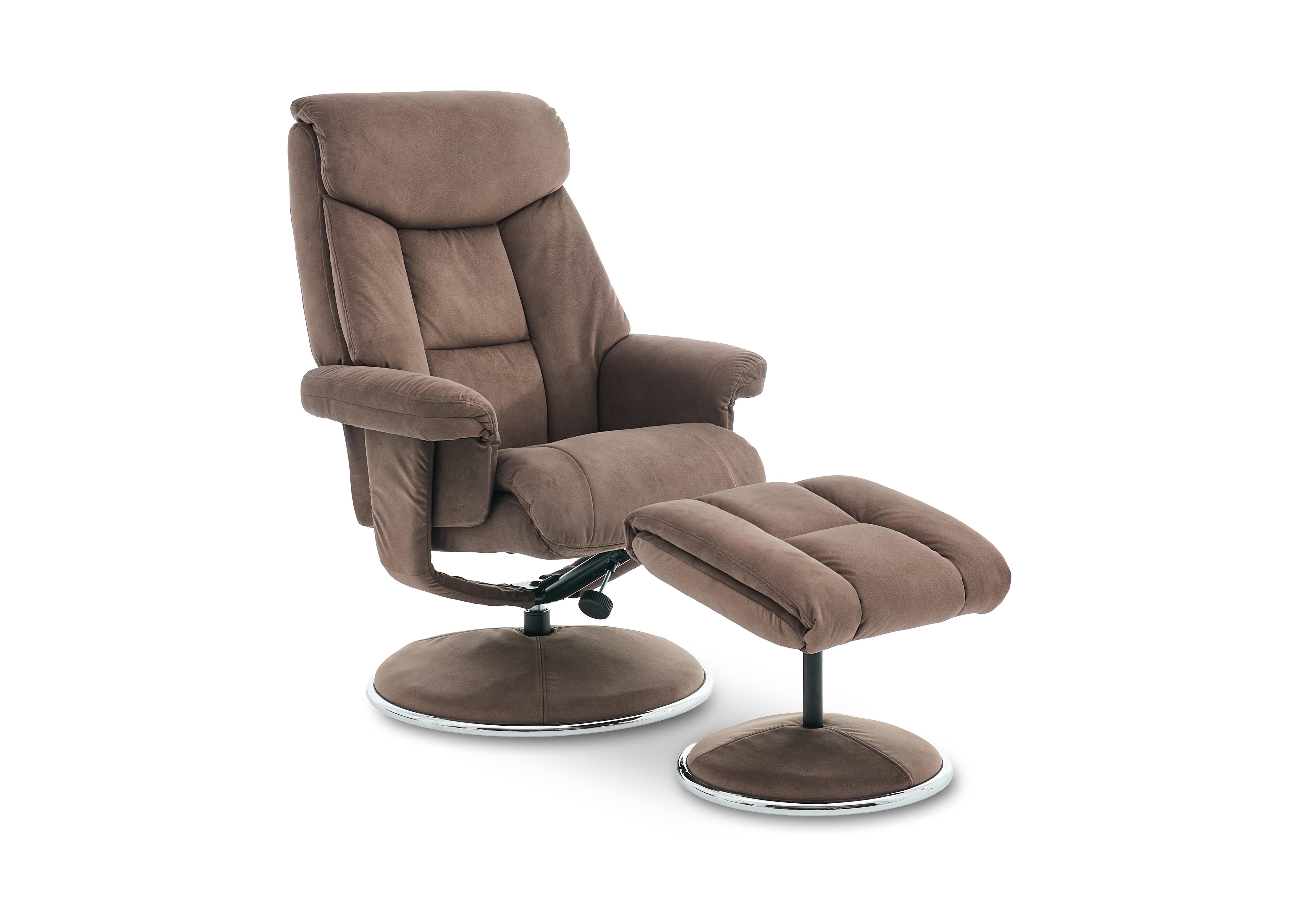 Bruges Fabric Swivel Chair and Footstool in Fawn on Furniture Village