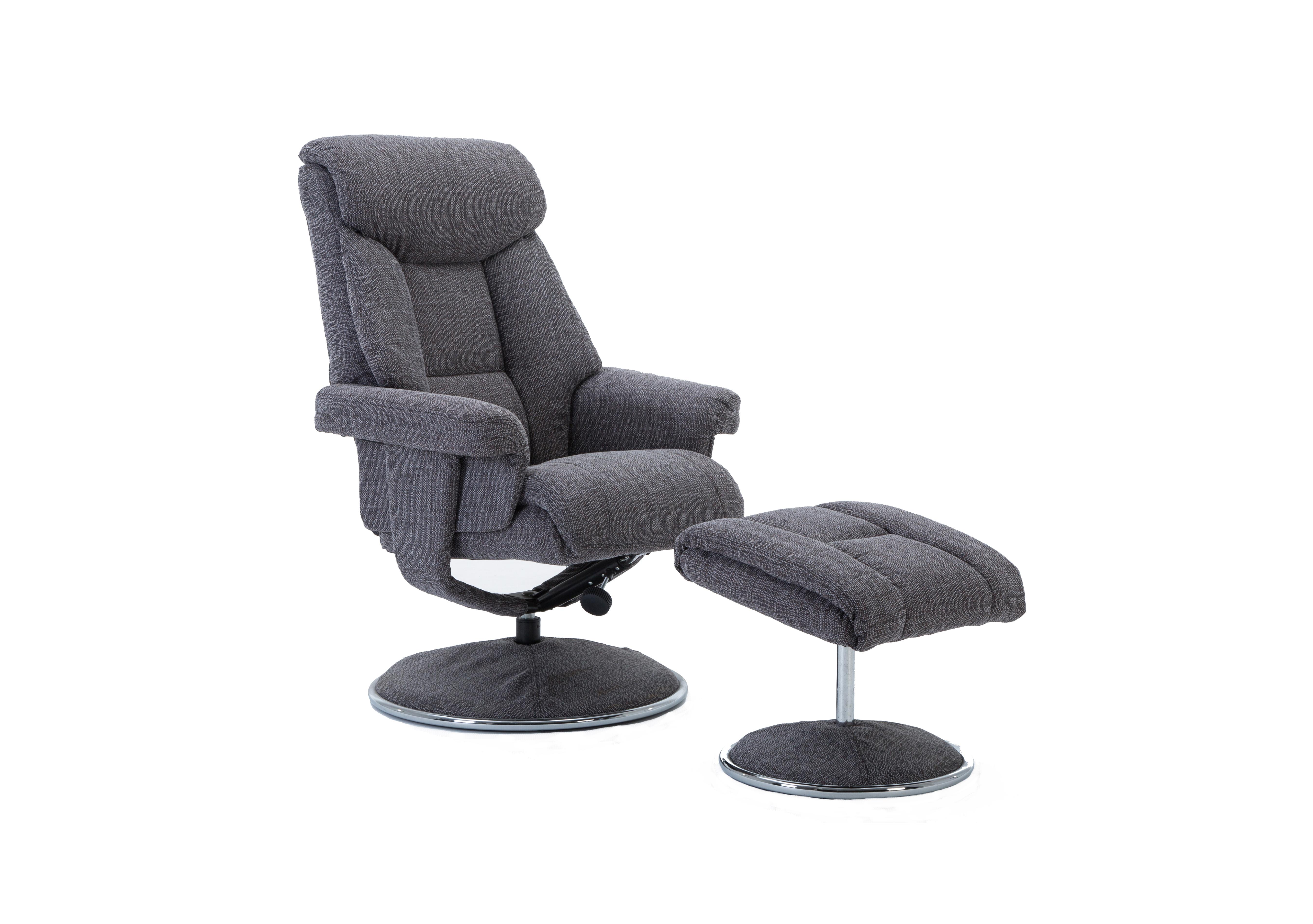 Bruges Fabric Swivel Chair and Footstool in Lisbon Grey 199870 on Furniture Village
