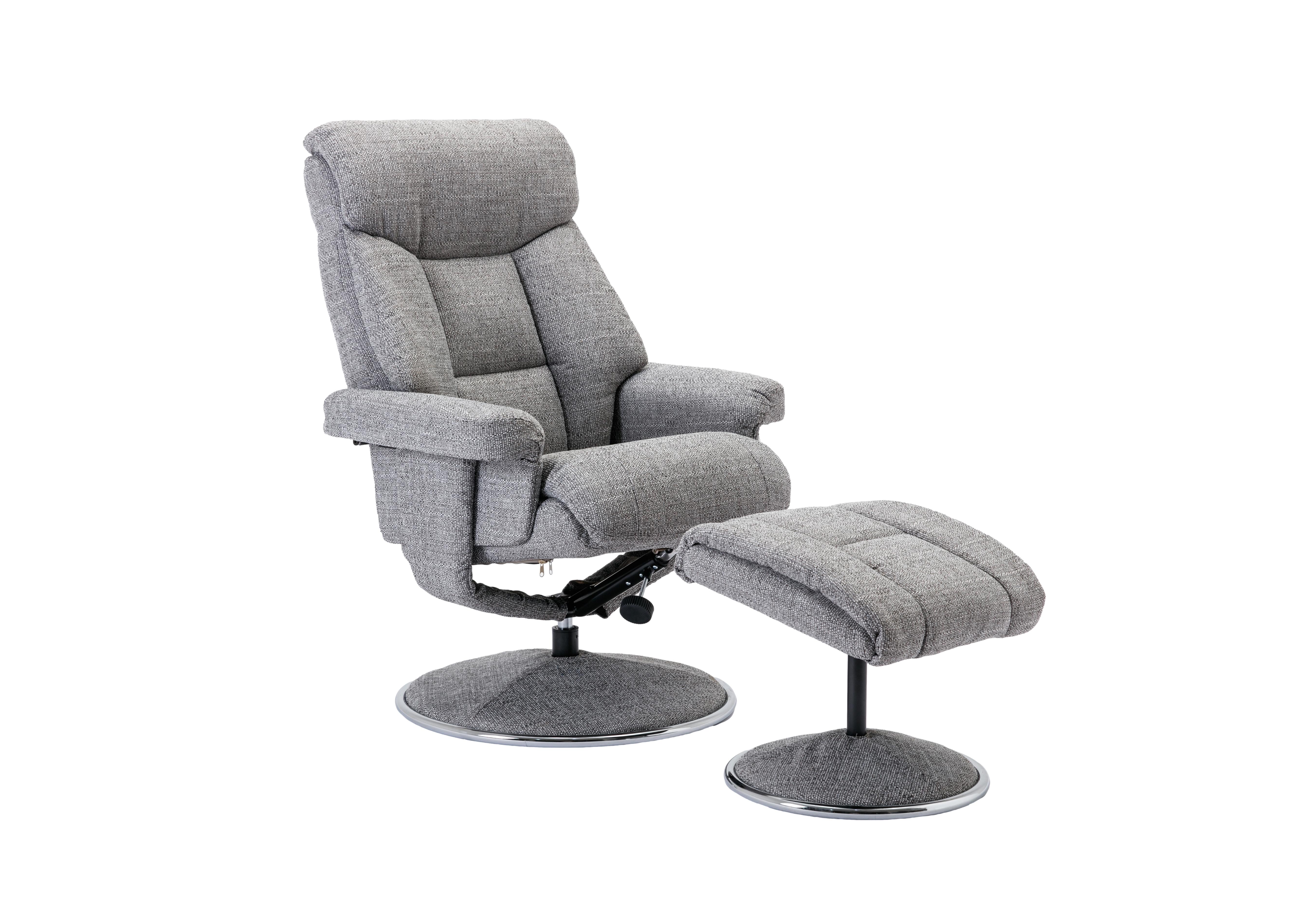 Bruges Fabric Swivel Chair and Footstool in Lisbon Rock on Furniture Village