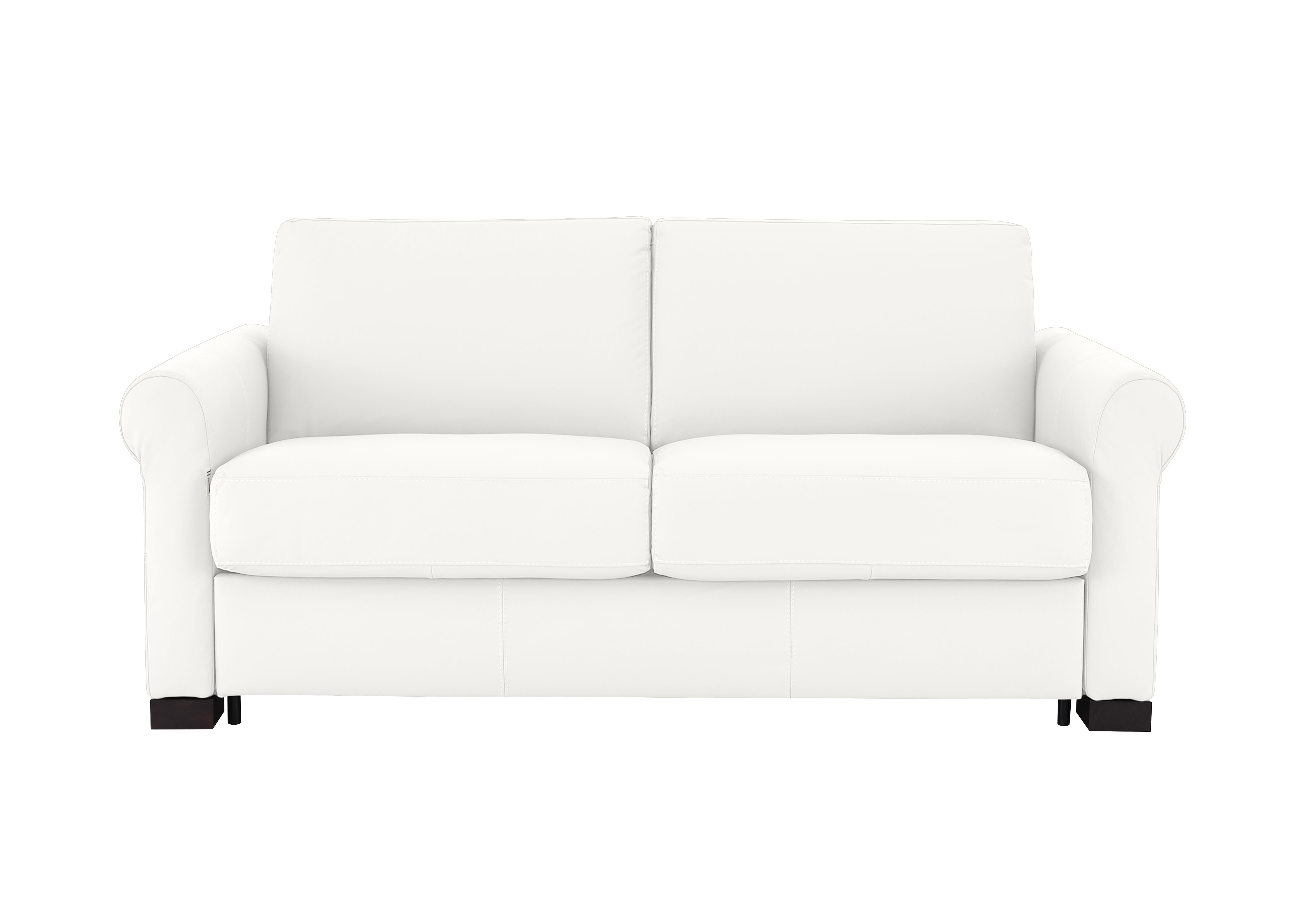 Alcova 2 Seater Leather Sofa Bed with Scroll Arms in Botero Bianco 2153 on Furniture Village