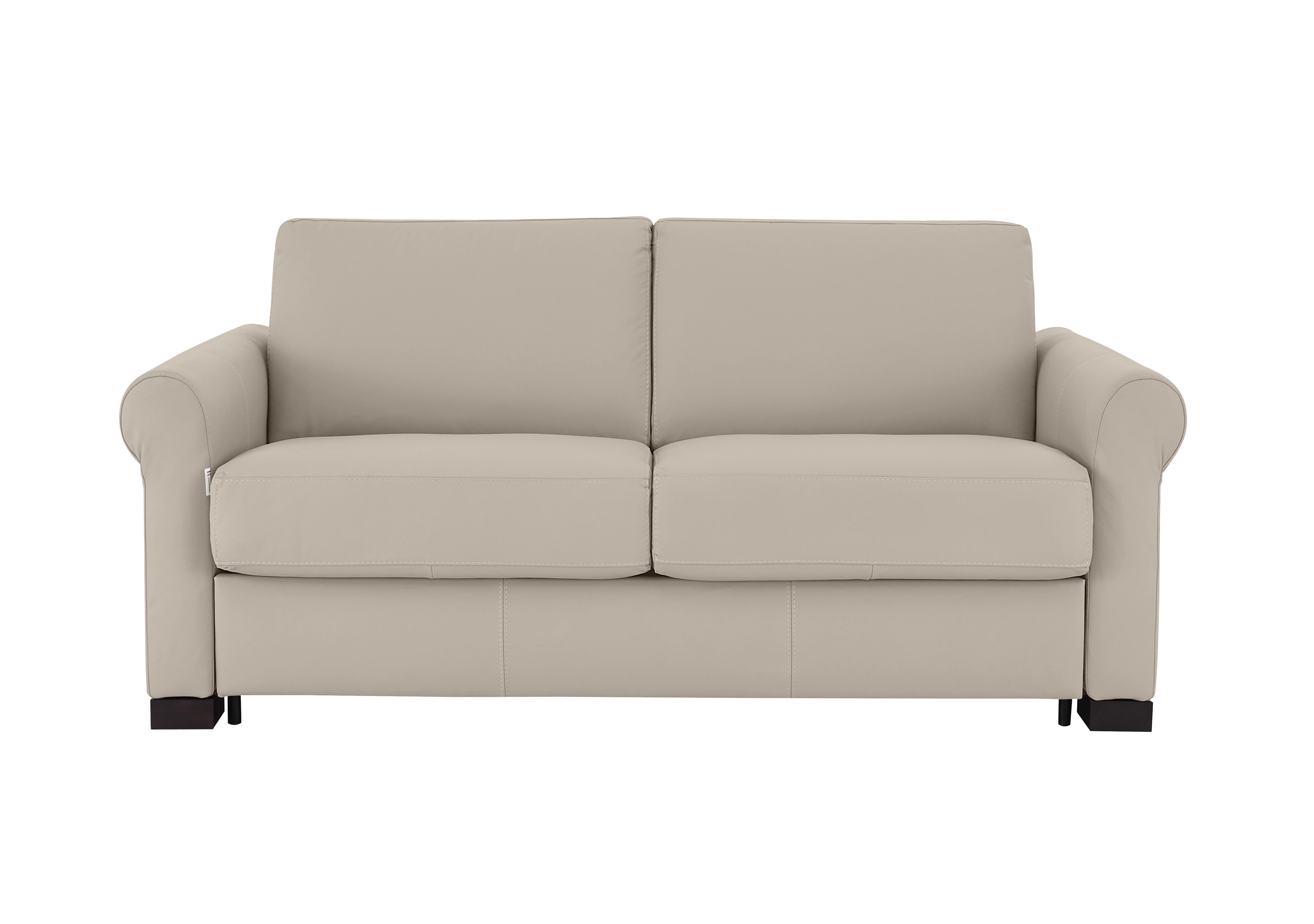 Alcova 2 Seater Leather Sofa Bed with Scroll Arms in Botero Crema 2156 on Furniture Village