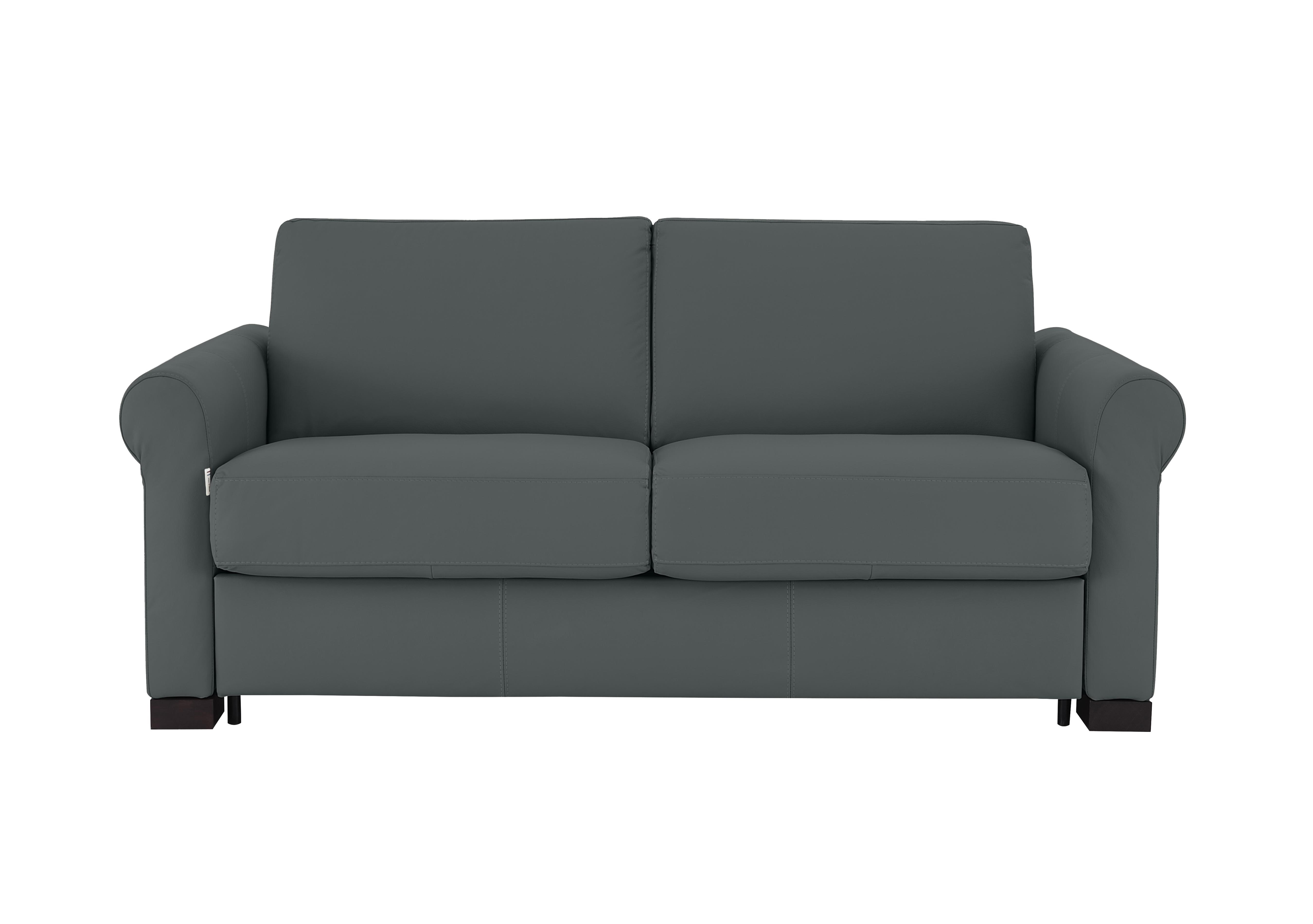 Alcova 2 Seater Leather Sofa Bed with Scroll Arms in Botero Ottanio 2155 on Furniture Village
